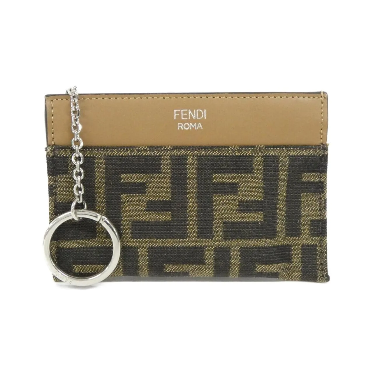 FENDI 7AP074 AFBV Coin Case Canvas Black