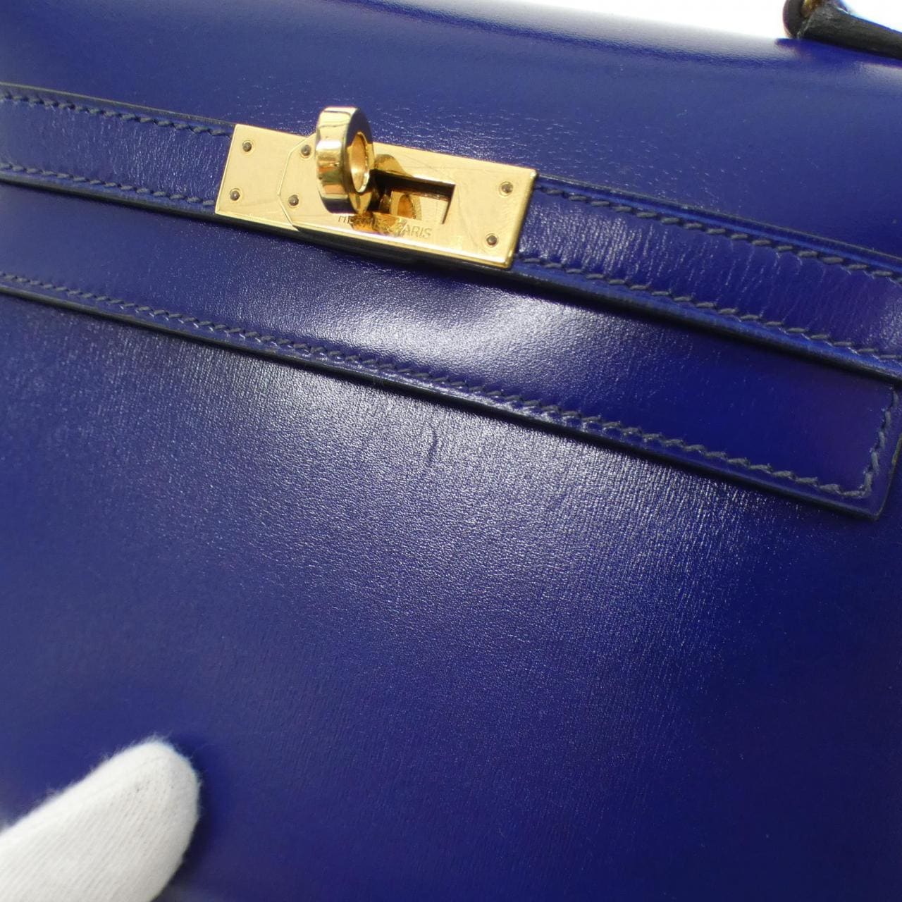 HERMES HERMÈS Kelly 011750CC Bag Box Calf Blue Box Calf Leather - Thumbnail 5