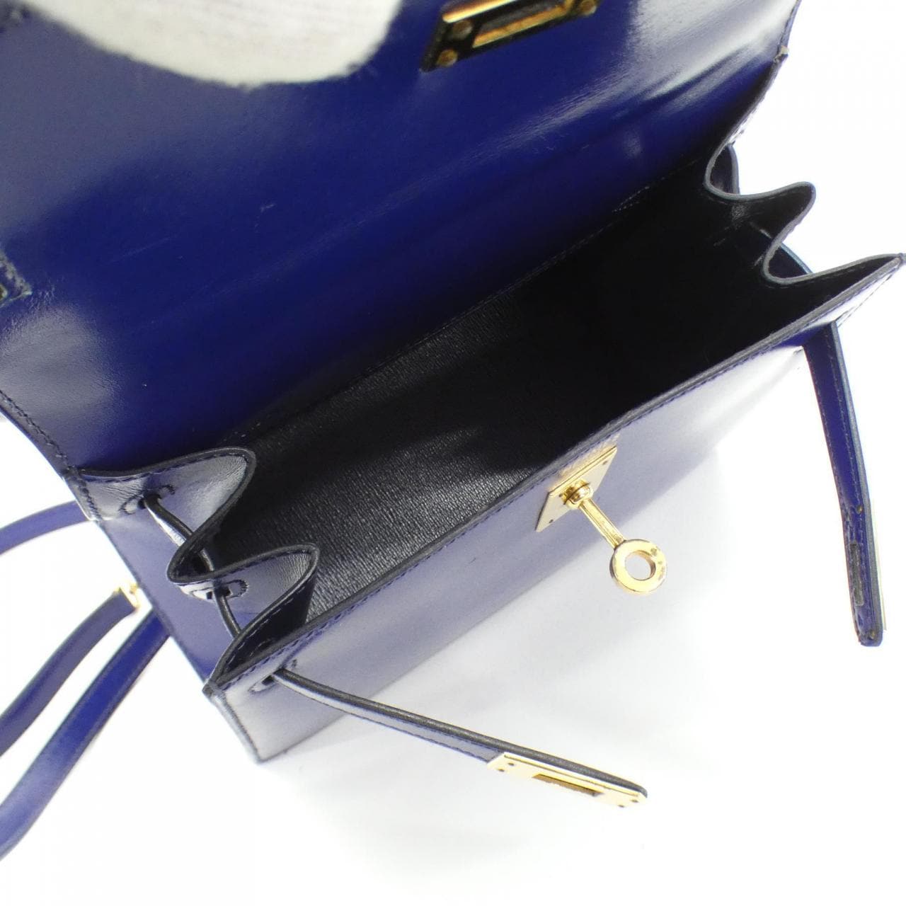 HERMES HERMÈS Kelly 011750CC Bag Box Calf Blue Box Calf Leather - Thumbnail 9