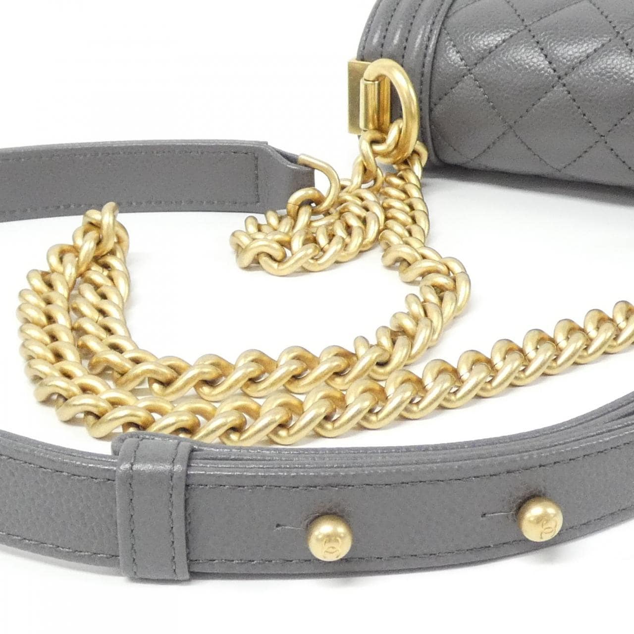 CHANEL Boy Chanel 67364 Shoulder Bag Grained Calfskin Grey Grained Calfskin - Thumbnail 5