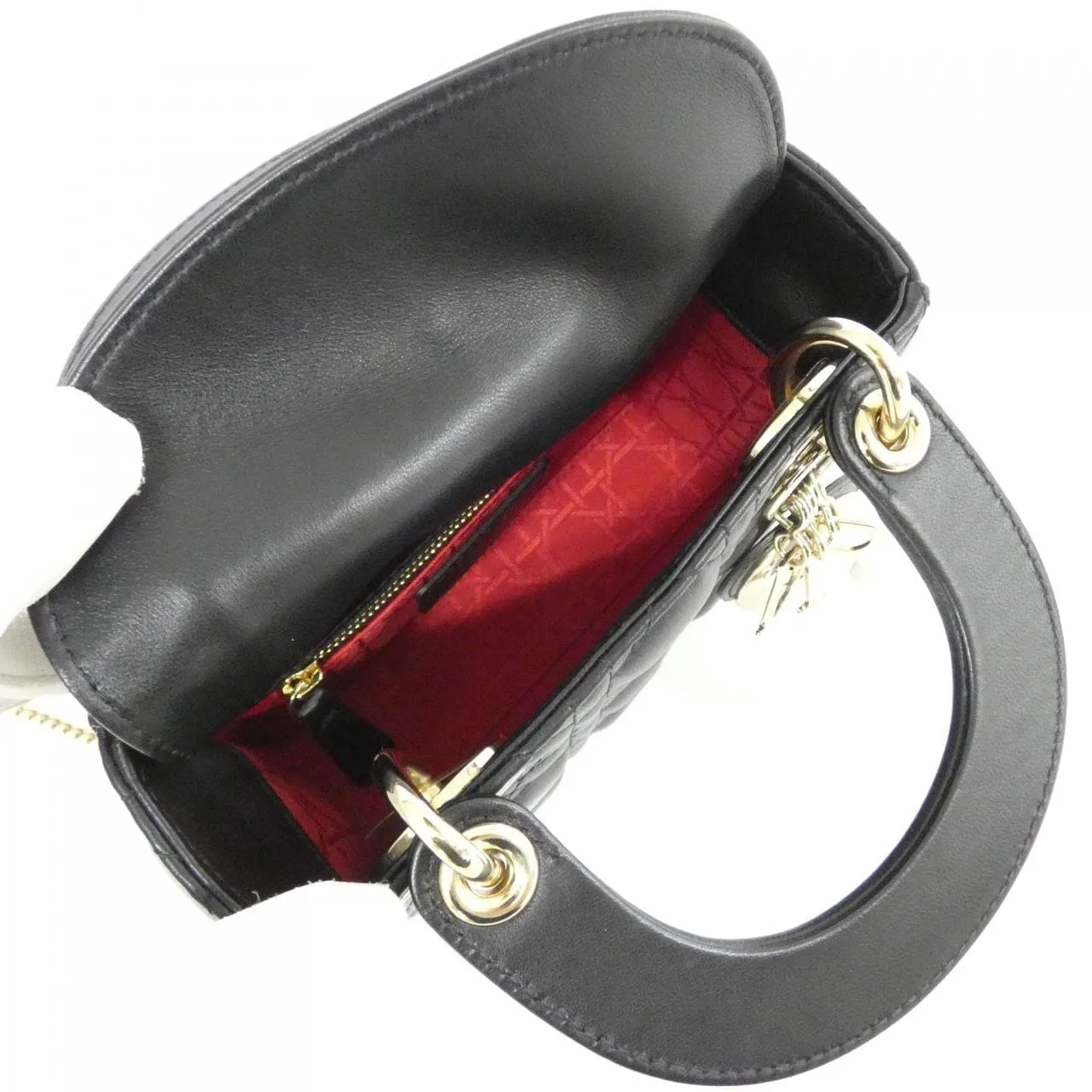 DIOR Lady Dior M0505OCAL Handbag Lambskin 黑色 羊皮 中古品A - 縮圖 7