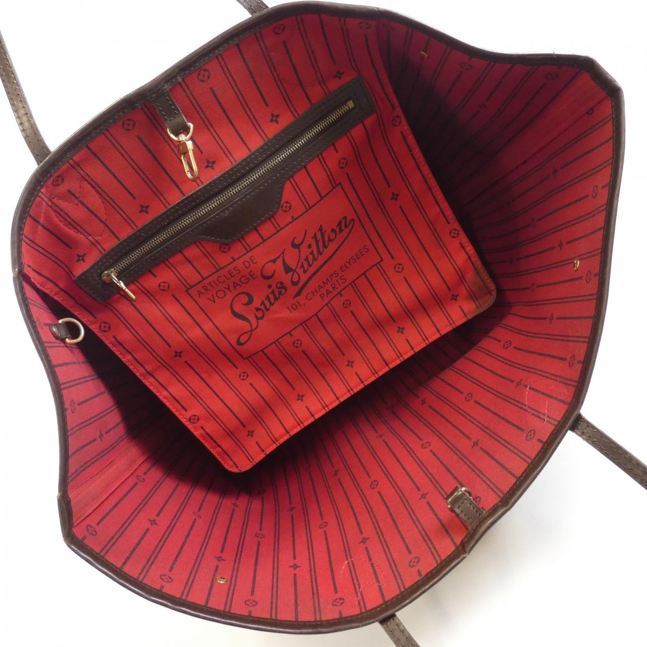 LOUIS VUITTON Neverfull N51106 Bag Damier 黑色 Damier 中古品B - 縮圖 8