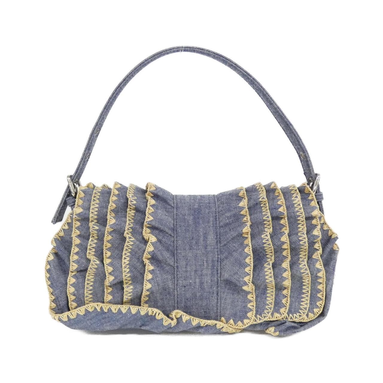 FENDI Baguette 8BR600 A1LM Bag Denim 黑色 牛仔布 中古品A - 縮圖 2