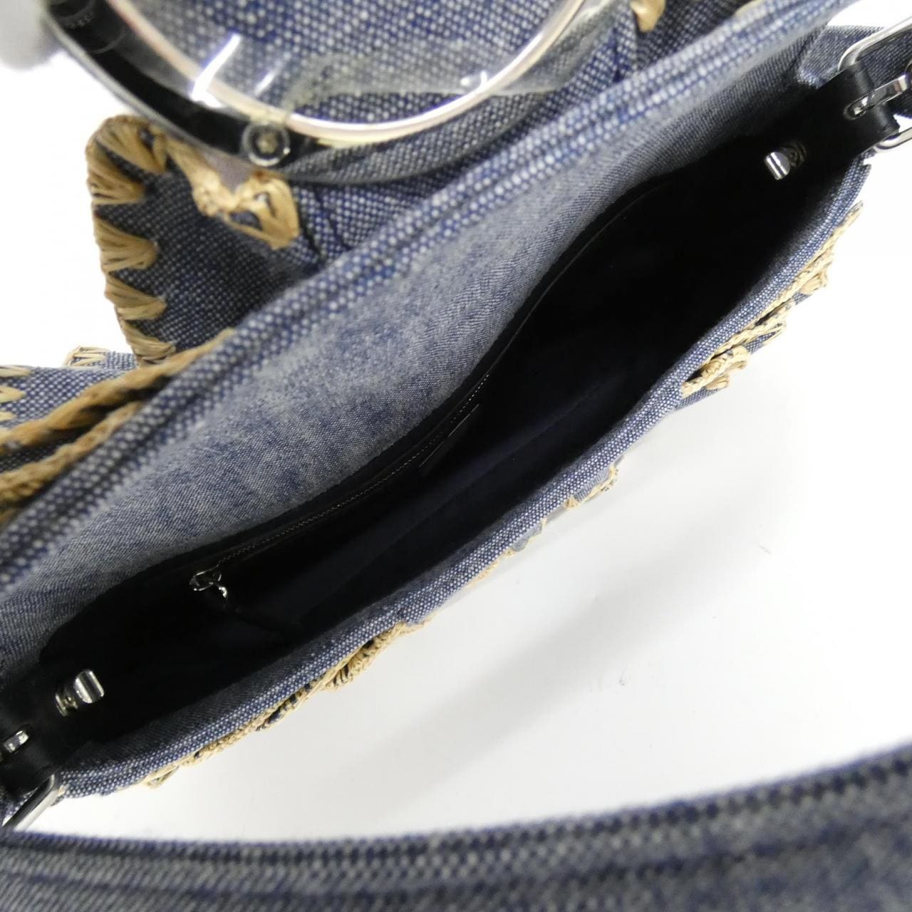 FENDI Baguette 8BR600 A1LM Bag Denim 黑色 牛仔布 中古品A - 縮圖 6