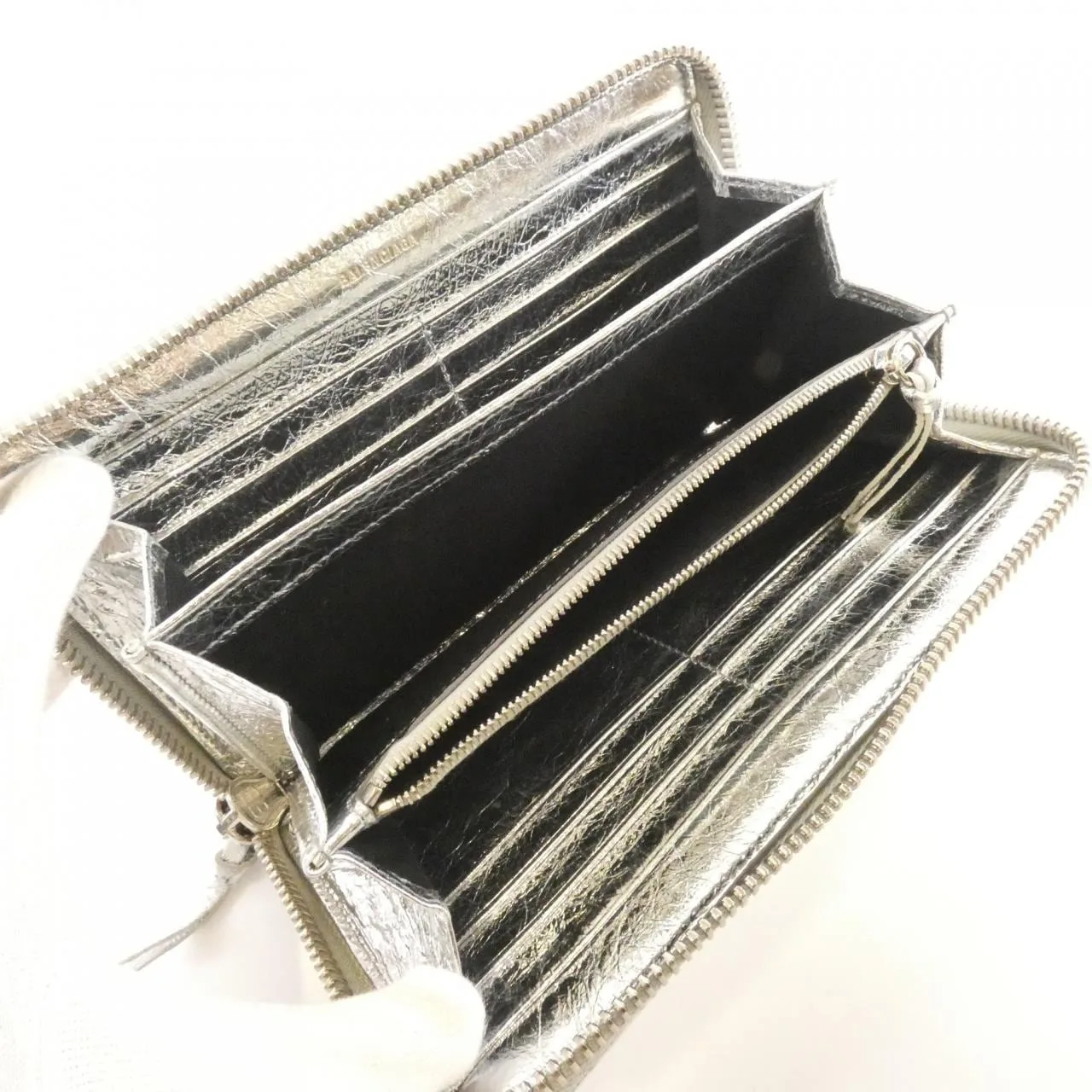 BALENCIAGA 381226 0XS1N Wallet Leather 黑色 皮革 中古品A - 縮圖 7