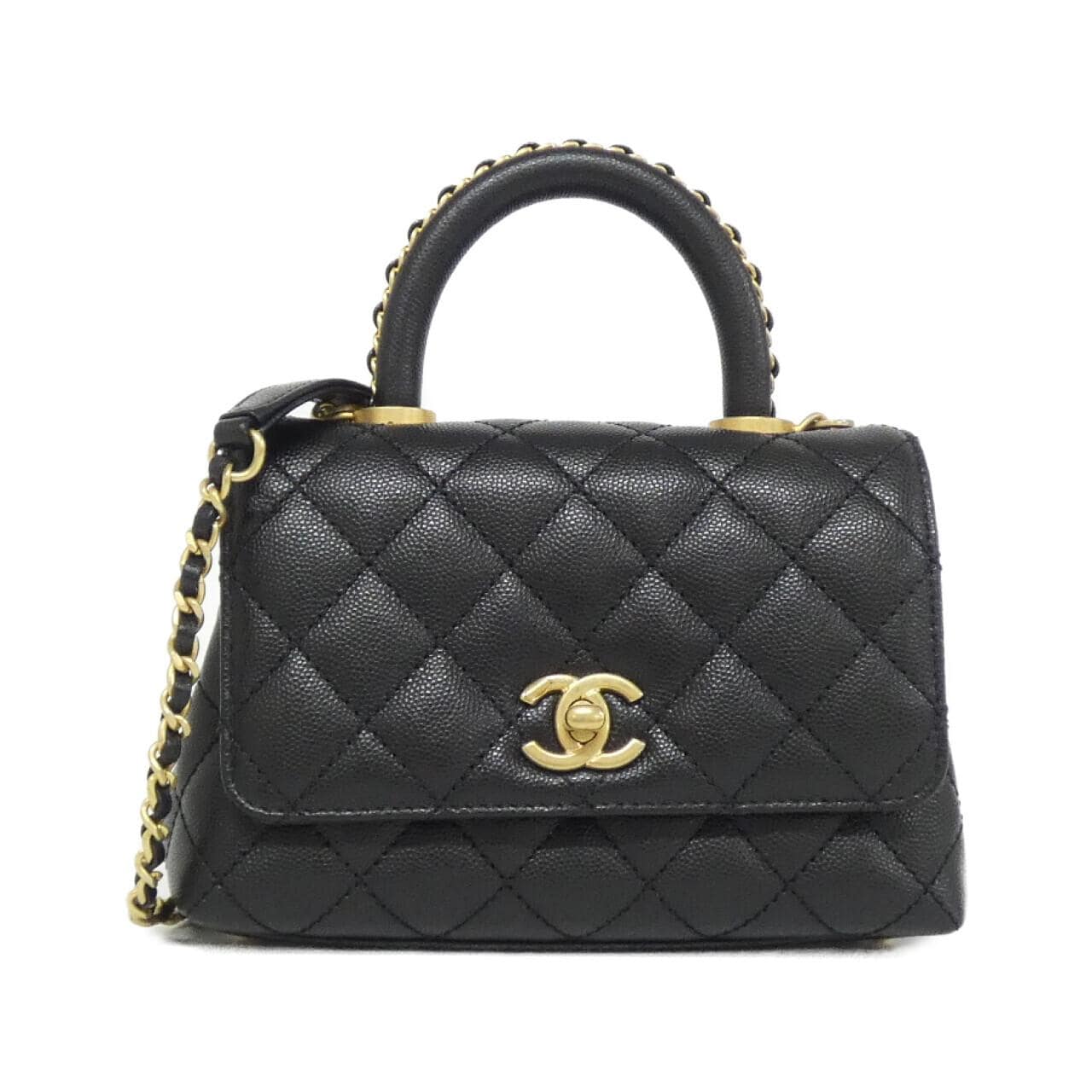 CHANEL Coco Handle AS2215 Bag Grained Calfskin
