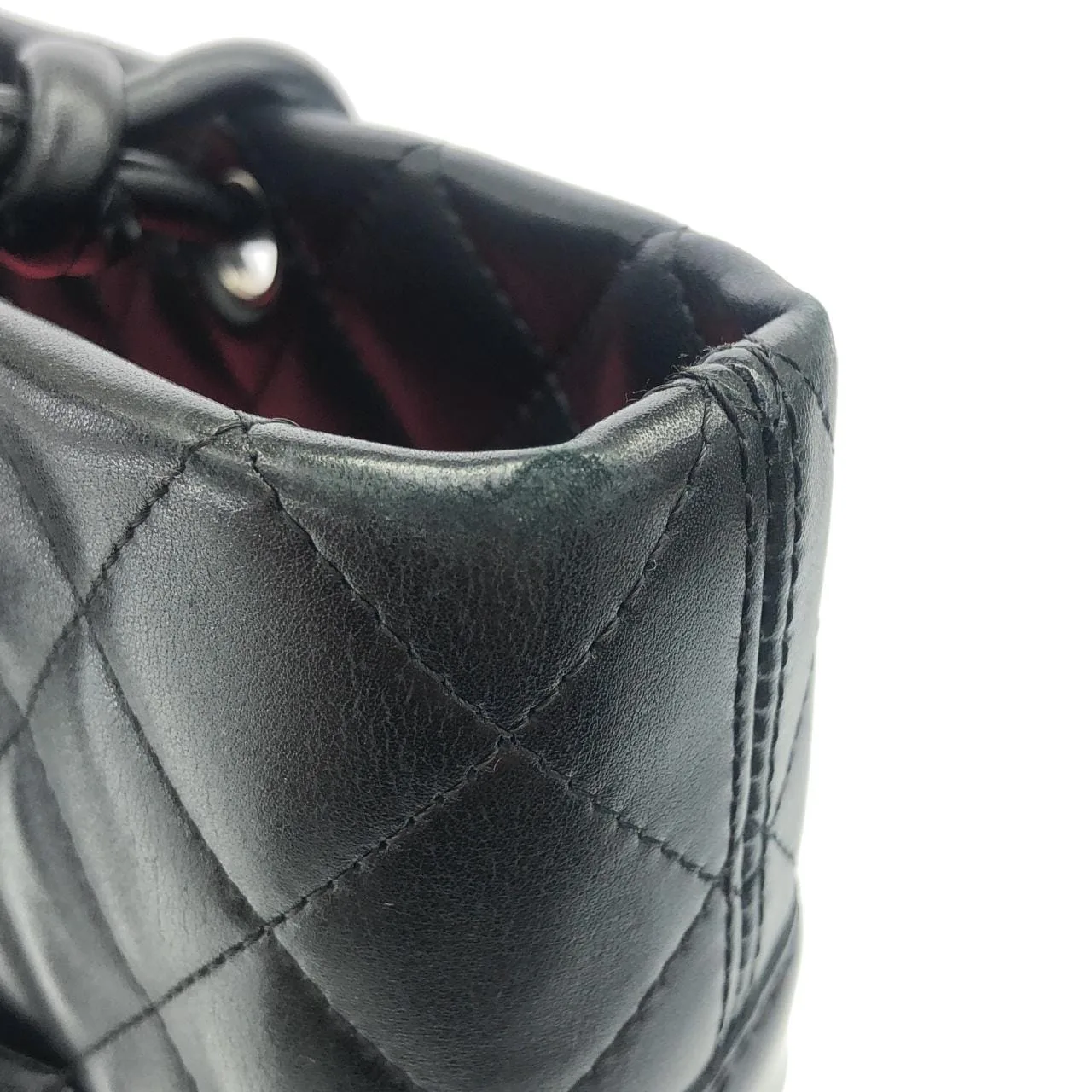 CHANEL Cambon 25167 Handbag Patent Leather Black Patent Leather Rank B - Thumbnail 5