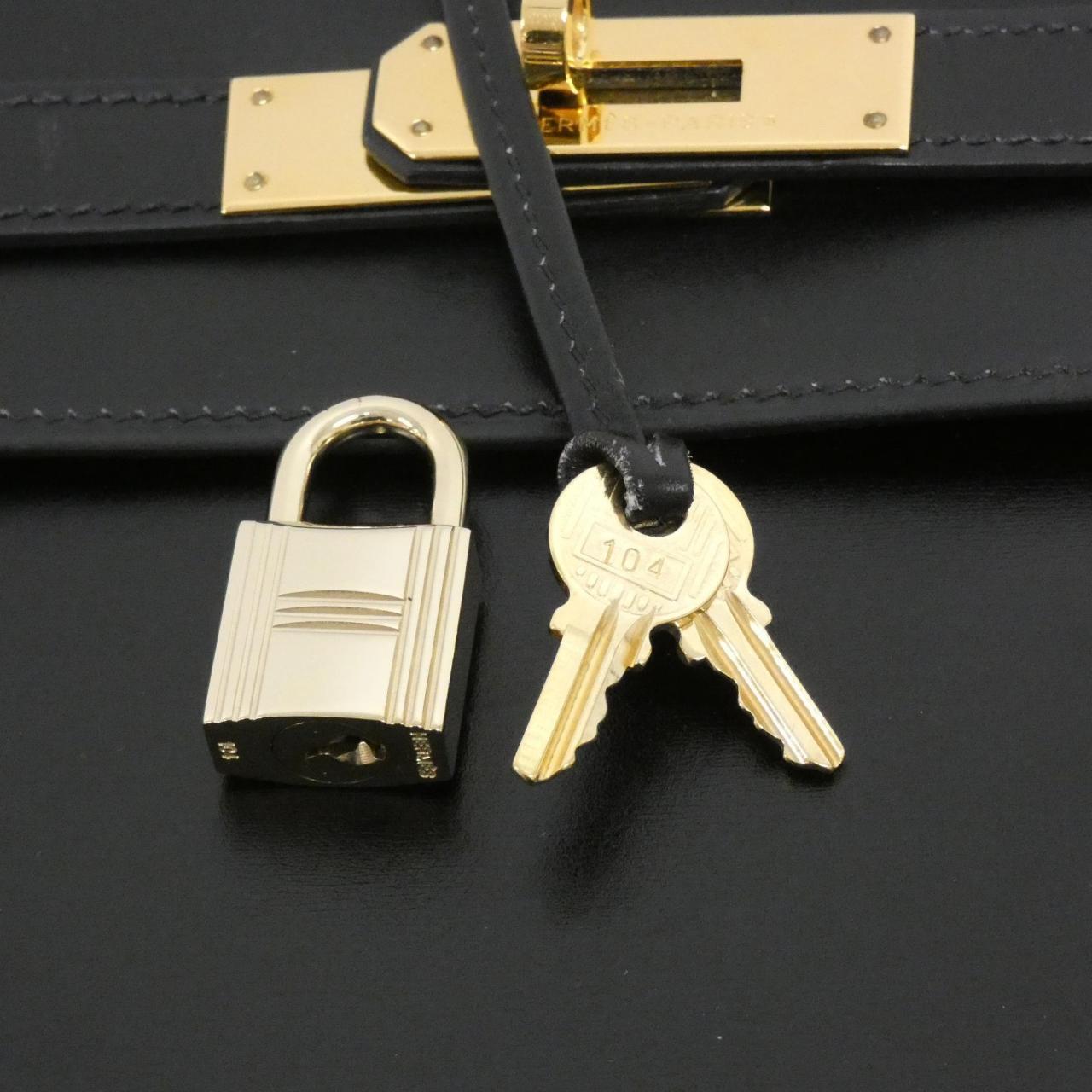 HERMES HERMÈS Kelly 001858CC Bag Box Calf Black Box Calf Leather - Thumbnail 7