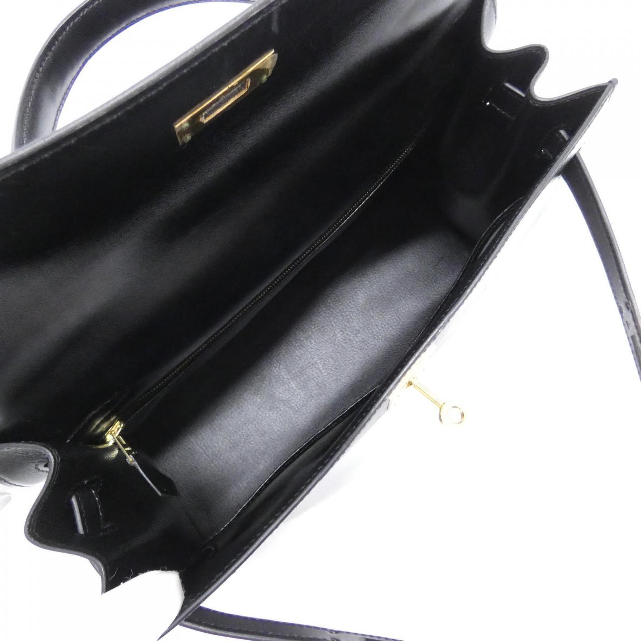 HERMES HERMÈS Kelly 001858CC Bag Box Calf Black Box Calf Leather - Thumbnail 9