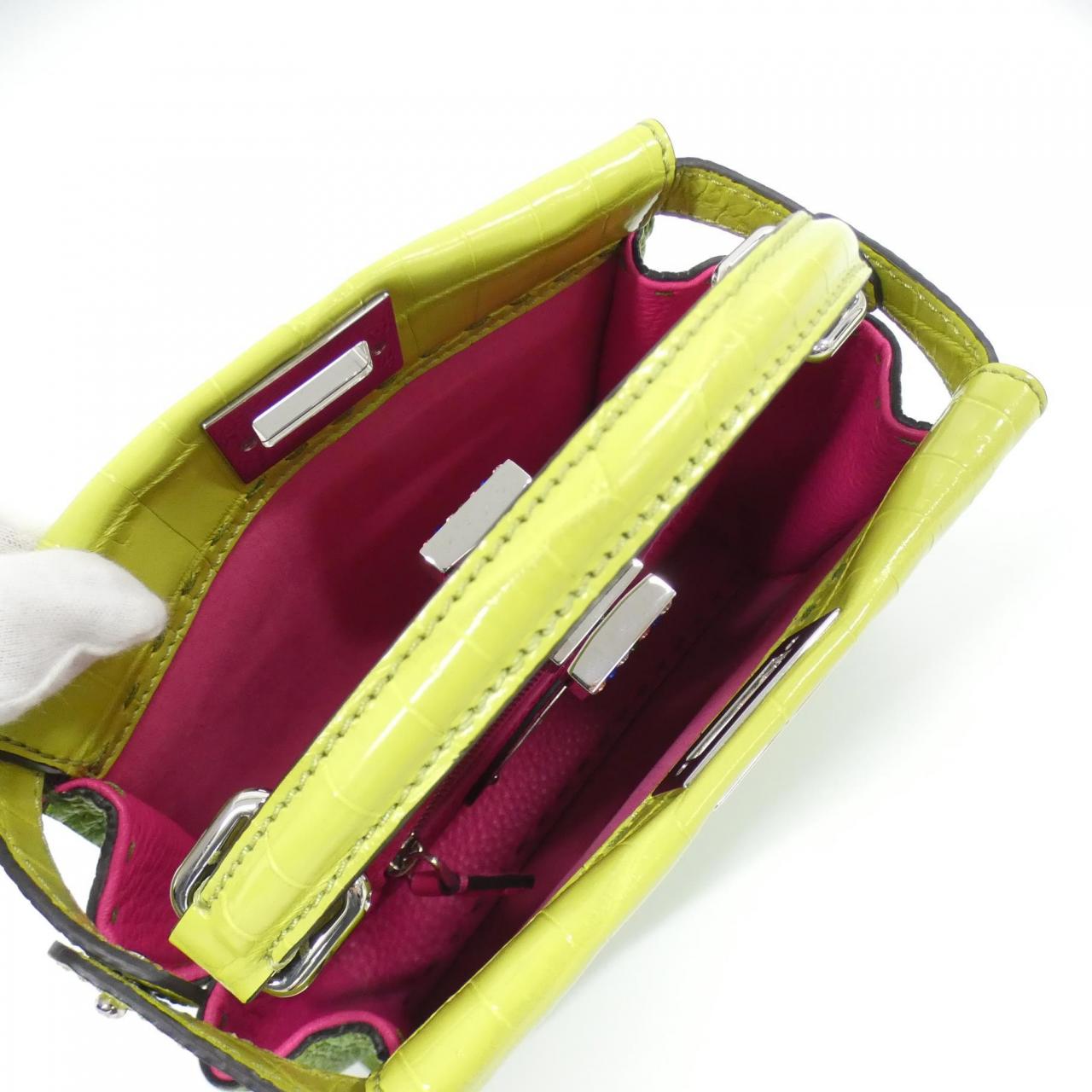 FENDI Peekaboo 8BN244 AEW7 Bag Crocodile Black Crocodile Rank A - Thumbnail 6