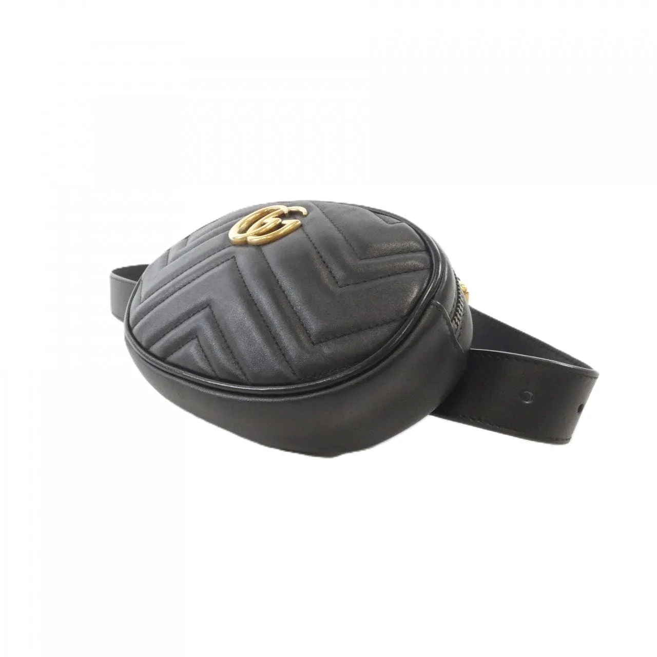 GUCCI GG Marmont 476434 DSVRT Belt Leather 黑色 皮革 中古品A - 縮圖 3