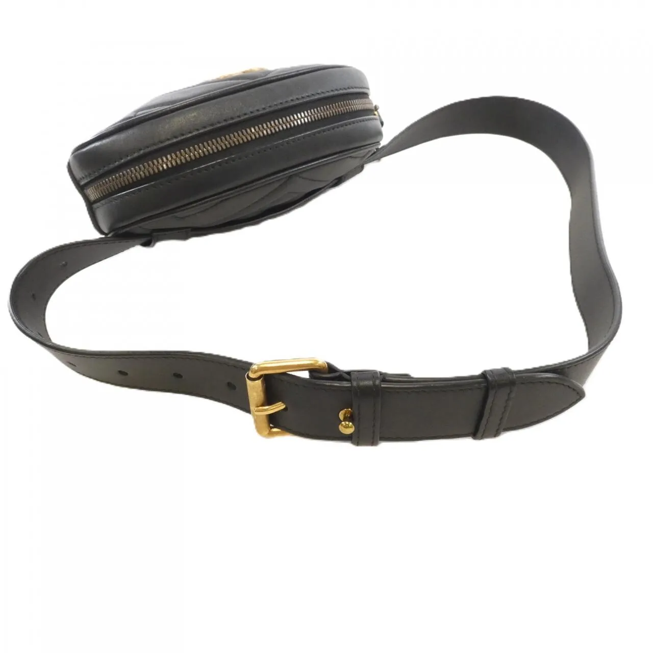 GUCCI GG Marmont 476434 DSVRT Belt Leather 黑色 皮革 中古品A - 縮圖 4