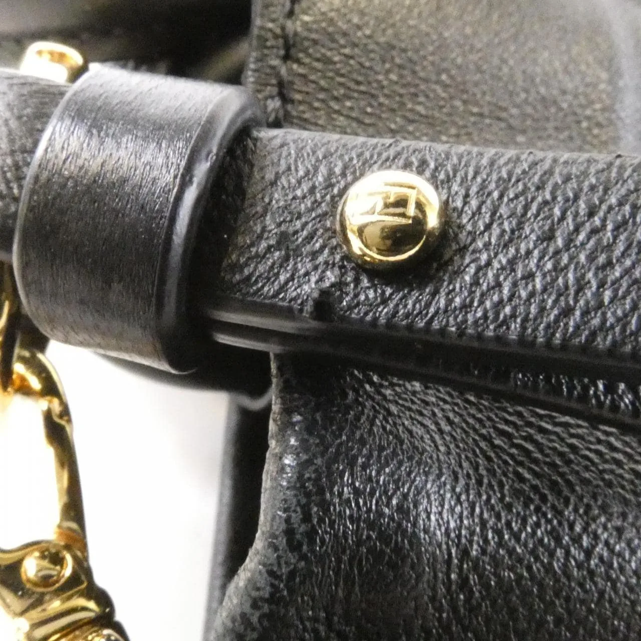 FENDI Baguette 8BS105 ABVE Handbag Lambskin 黑色 羊皮 中古品B - 縮圖 4