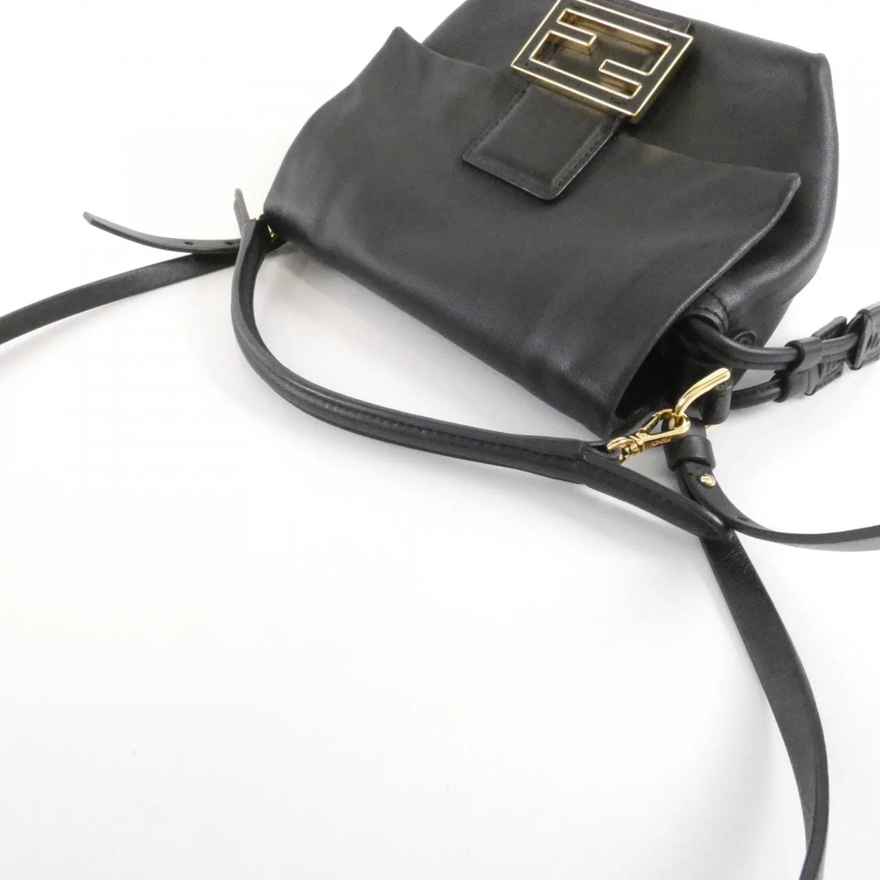 FENDI Baguette 8BS105 ABVE Handbag Lambskin 黑色 羊皮 中古品B - 縮圖 5