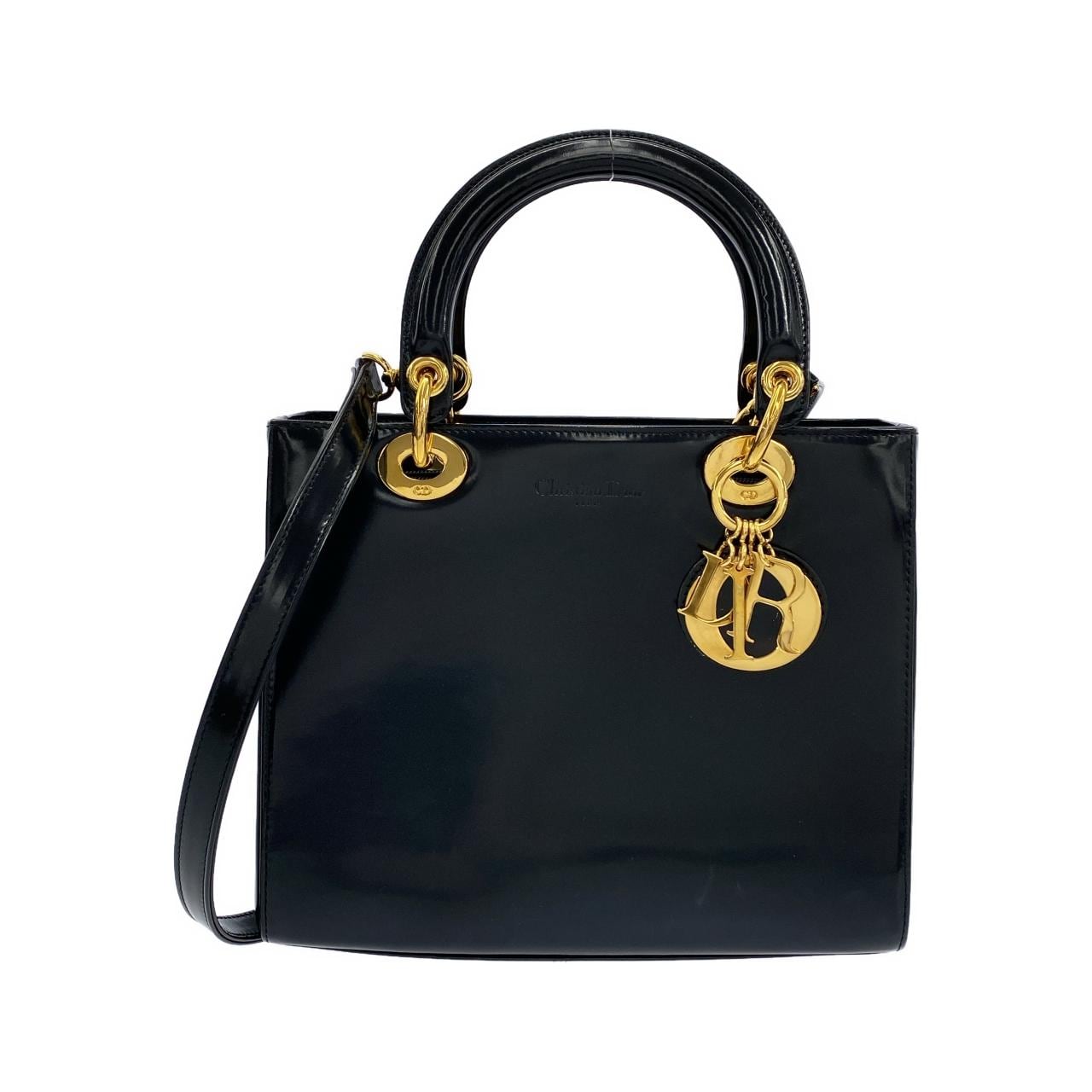 DIOR Lady Dior Handbag Leather Black