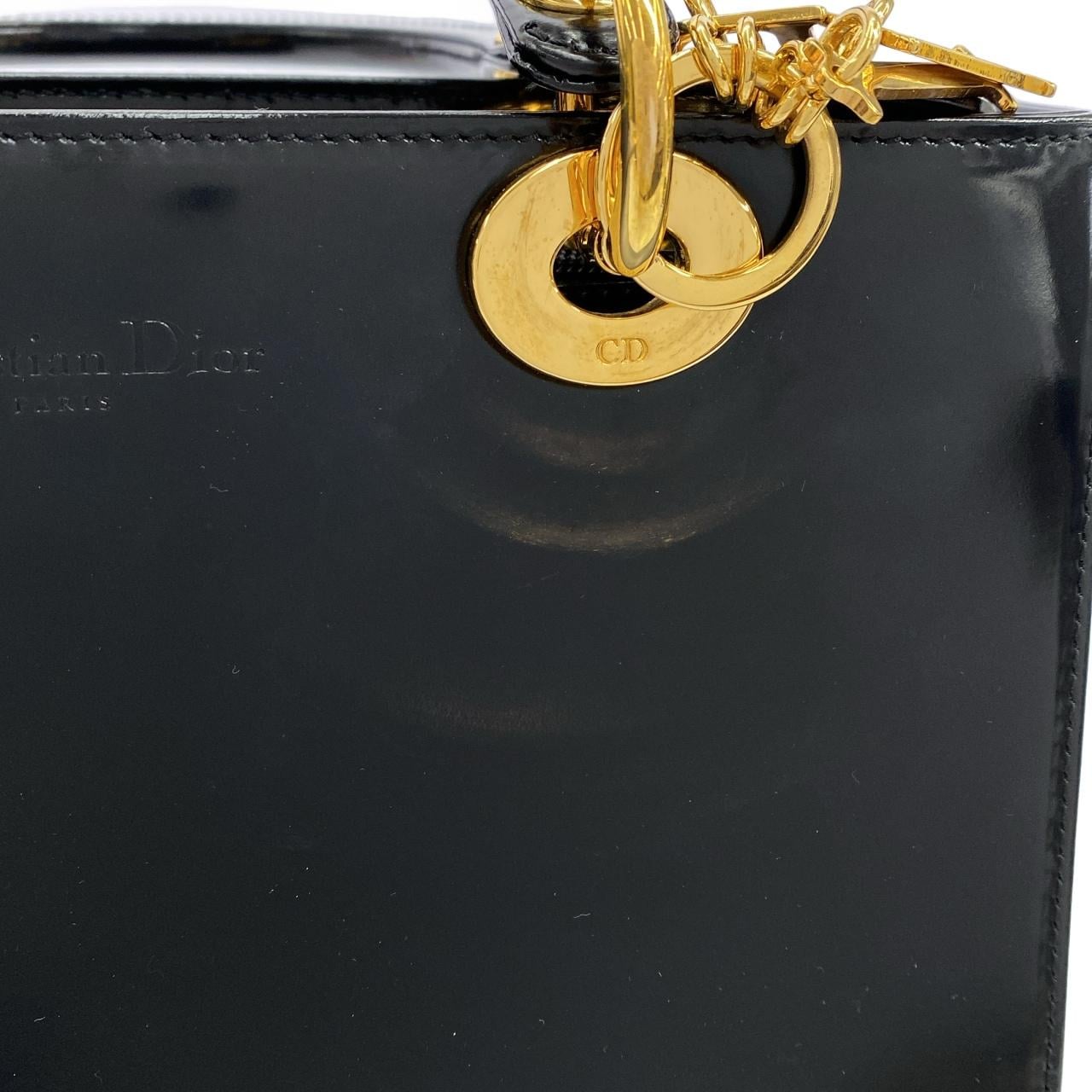 DIOR Lady Dior Handbag Leather Black Leather - Thumbnail 4
