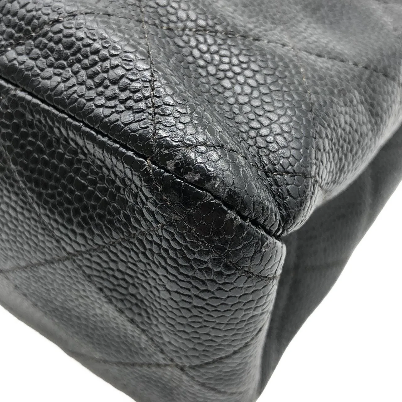 CHANEL 14182 Shoulder Caviar Leather Black Caviar Leather - Thumbnail 3