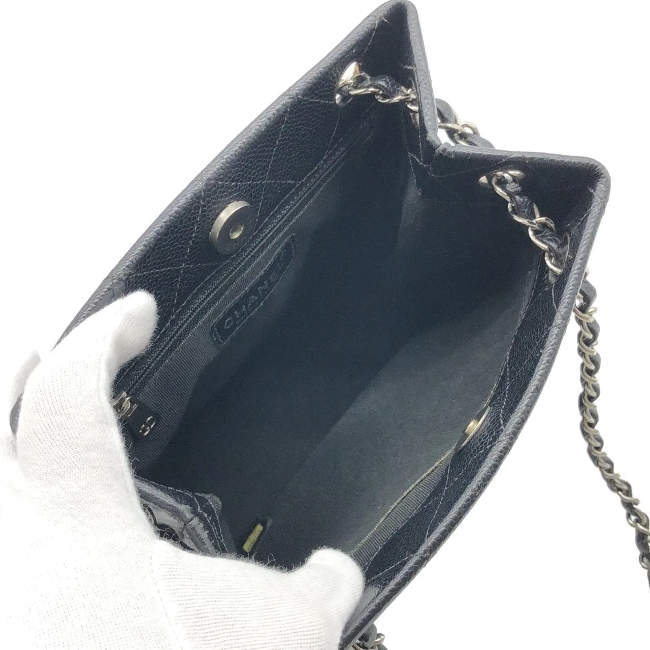 CHANEL 14182 Shoulder Caviar Leather Black Caviar Leather - Thumbnail 6