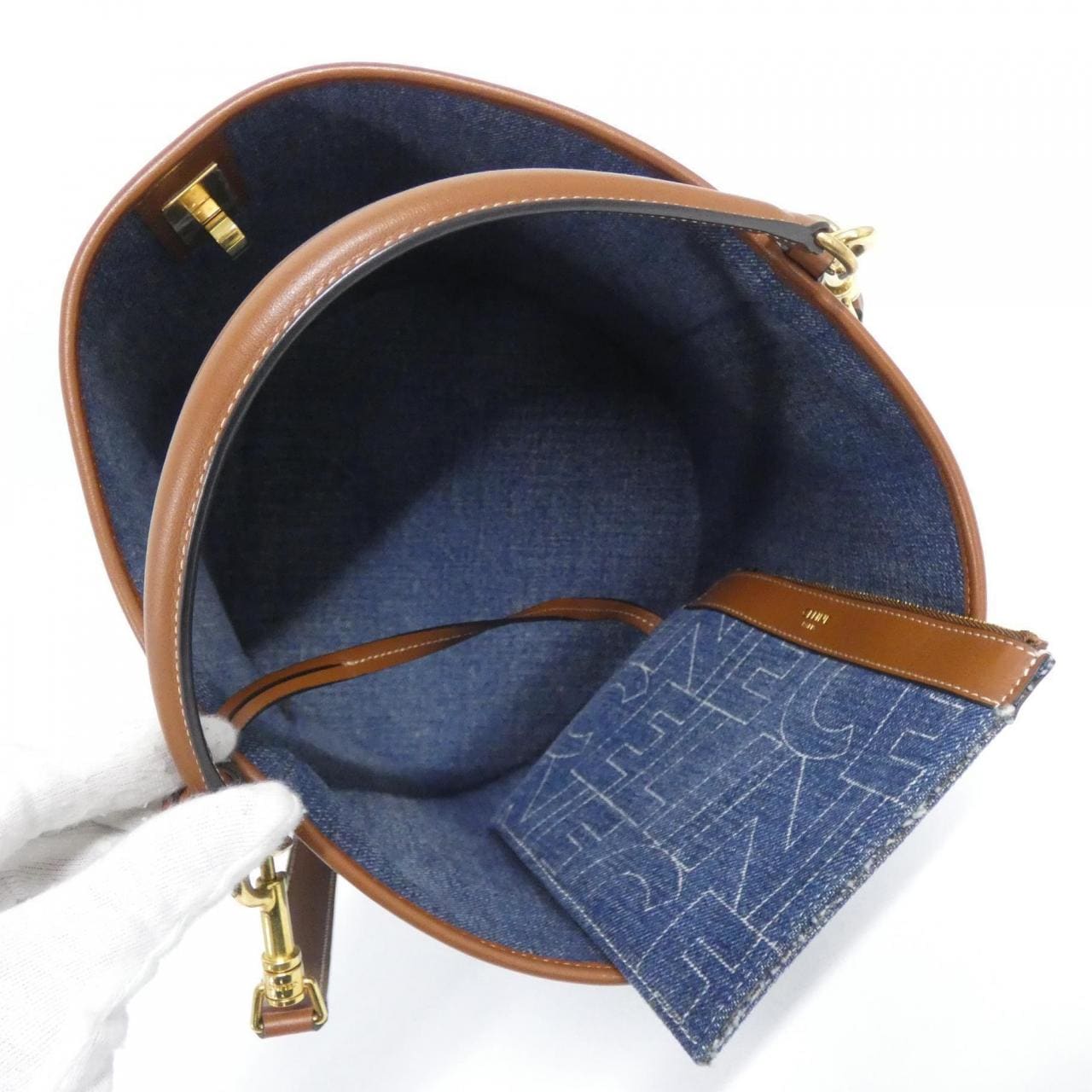 CELINE 195572ERE Bag Denim 黑色 牛仔布 中古品A - 縮圖 6