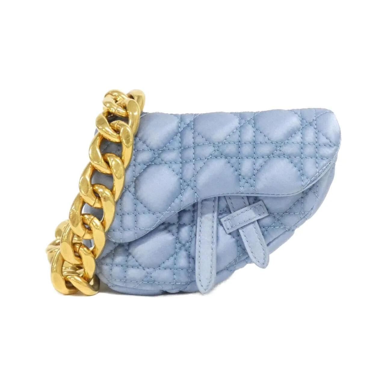 DIOR Saddle Handbag Satin Blue