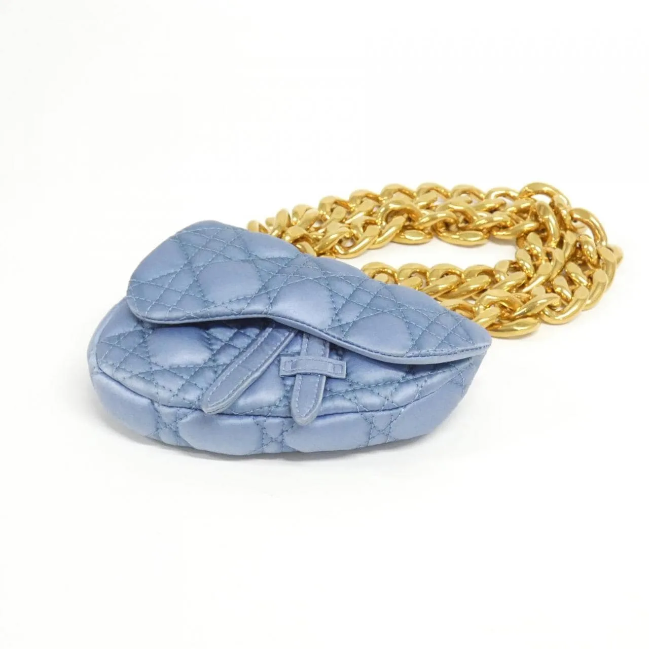 DIOR Saddle Handbag Satin 藍色 緞面 中古品A - 縮圖 3