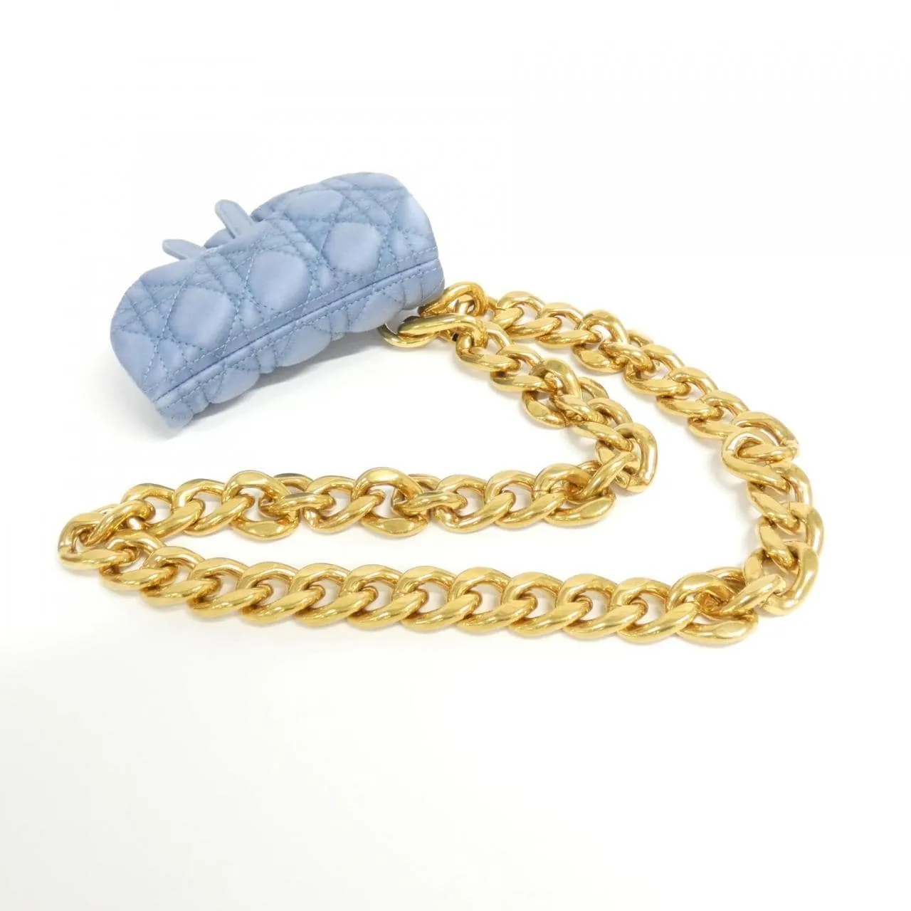 DIOR Saddle Handbag Satin 藍色 緞面 中古品A - 縮圖 5