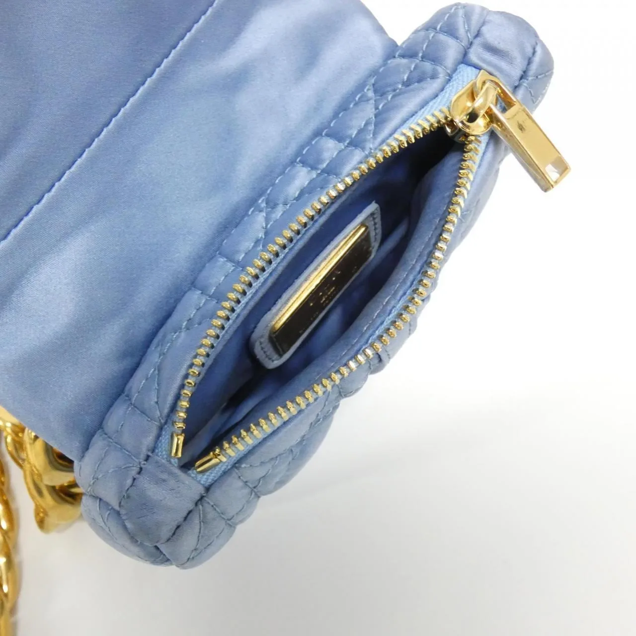 DIOR Saddle Handbag Satin 藍色 緞面 中古品A - 縮圖 6