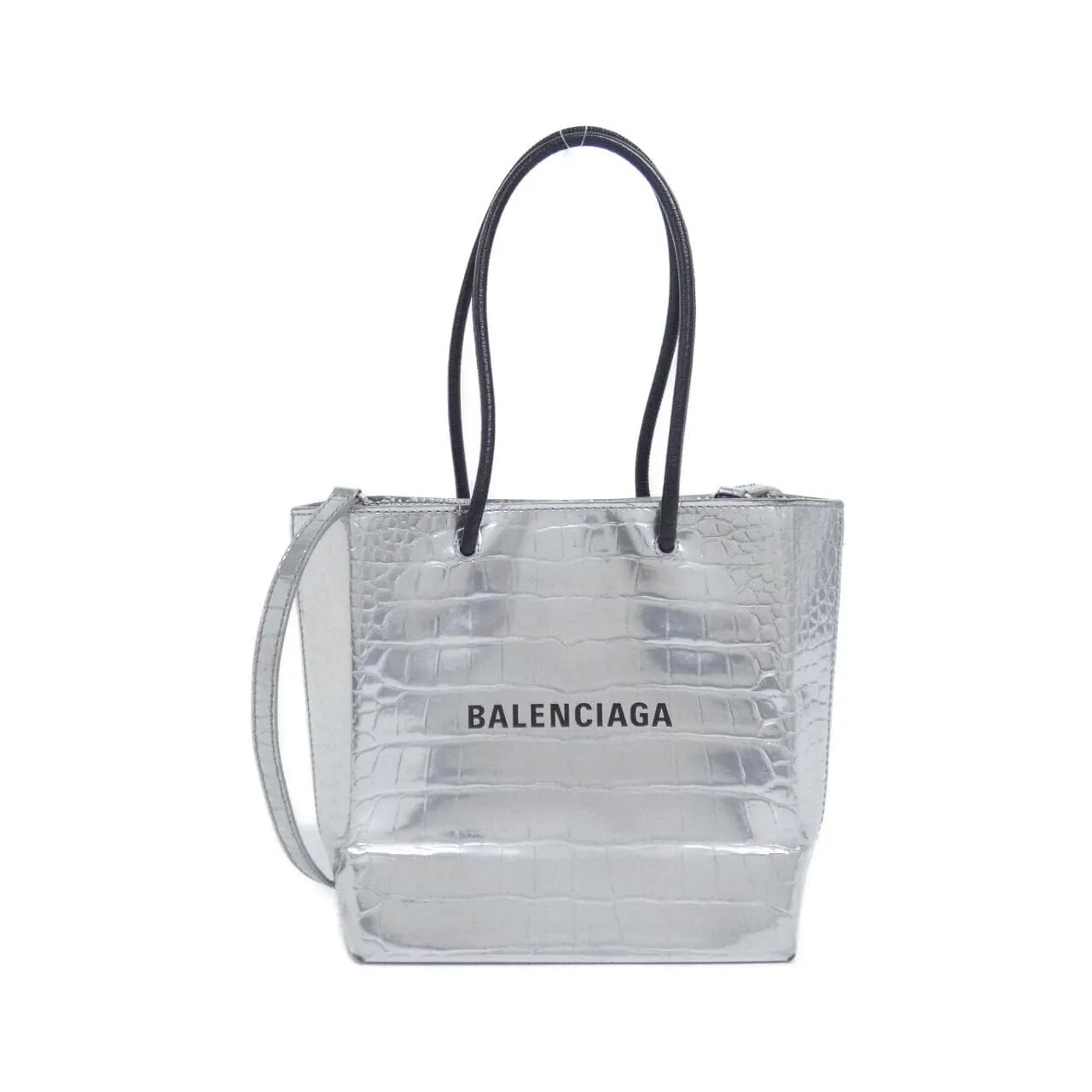 BALENCIAGA 597858 Tote Leather Silver