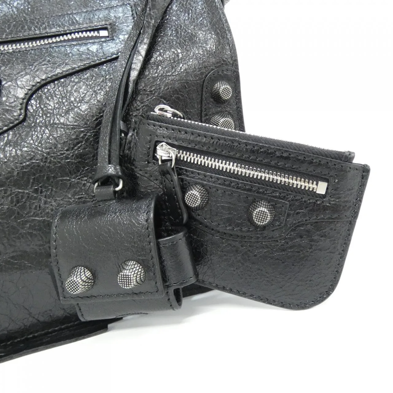 BALENCIAGA Le Cagole 719093 210KR Shoulder Lambskin Black Lambskin Rank A - Thumbnail 4