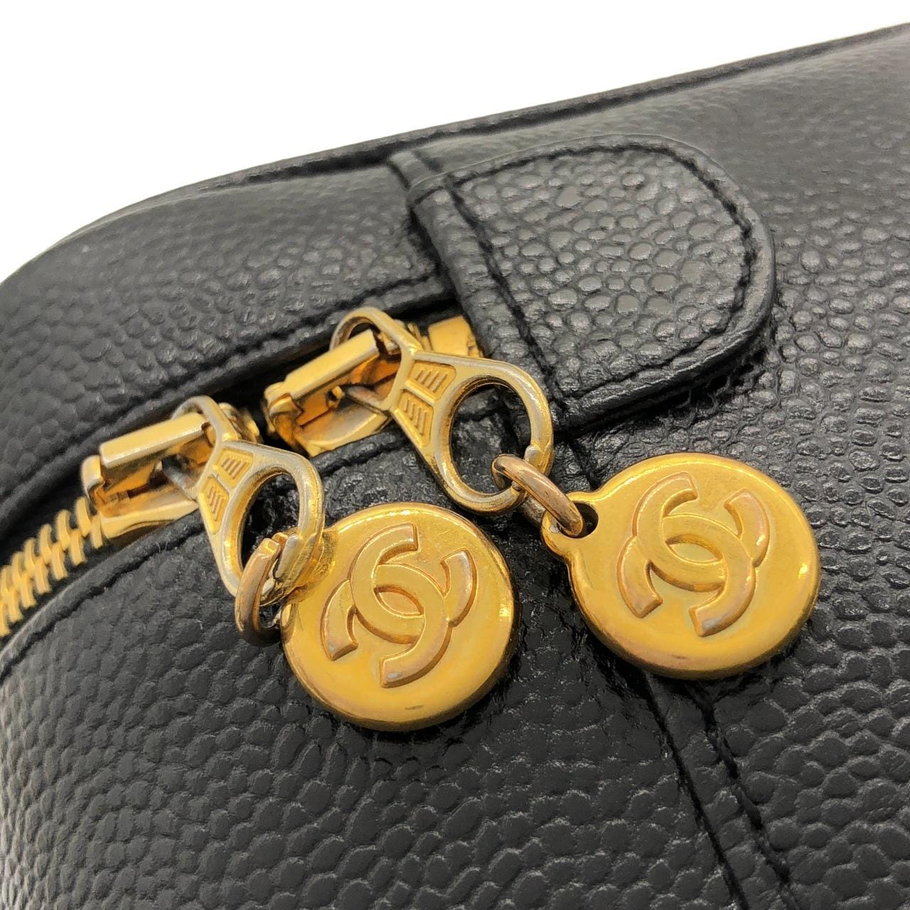 CHANEL 08090 Bag Grained Calfskin 黑色 荔枝紋牛皮 中古品A - 縮圖 4