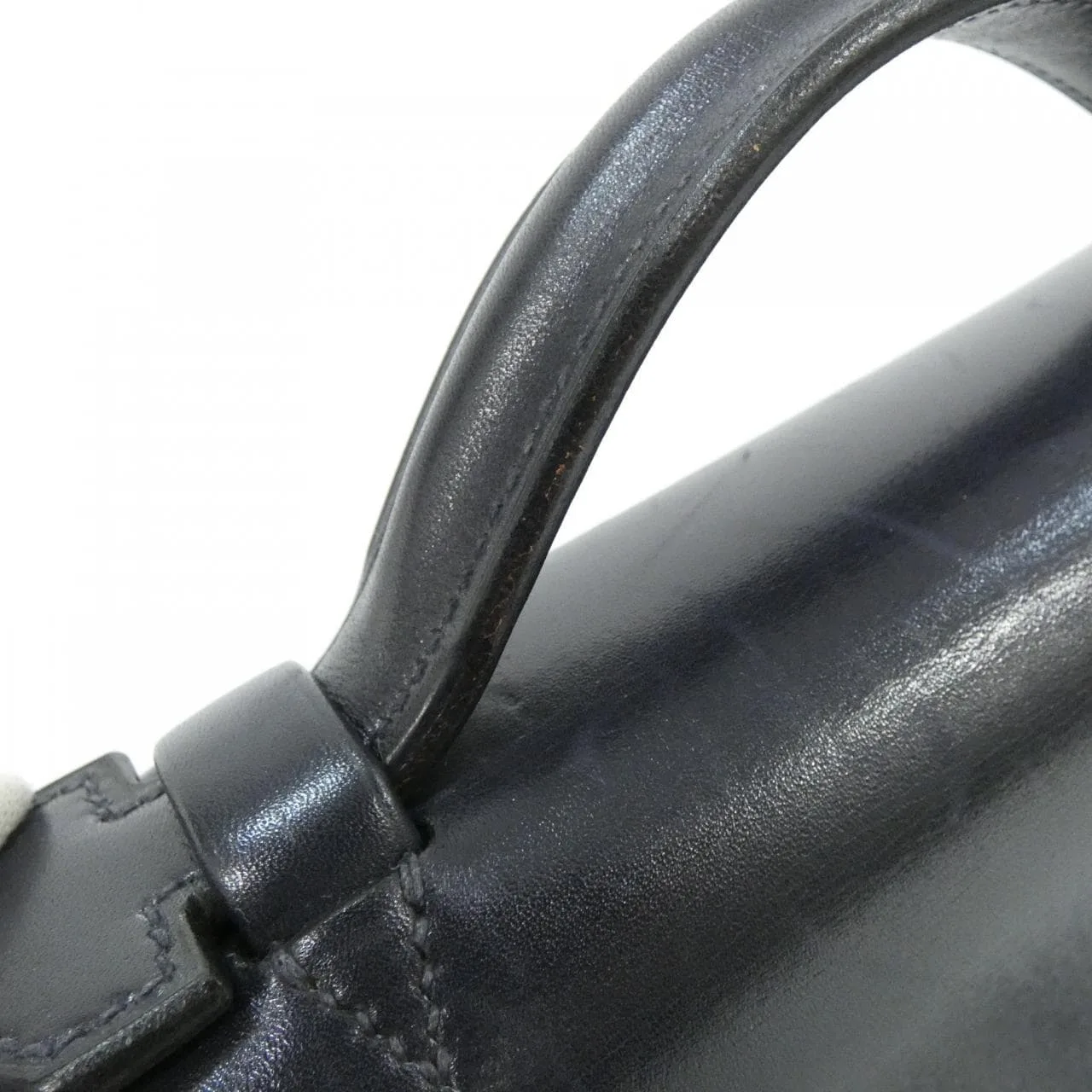 HERMES Handbag Box Calf Blue Box Calf Leather - Thumbnail 8