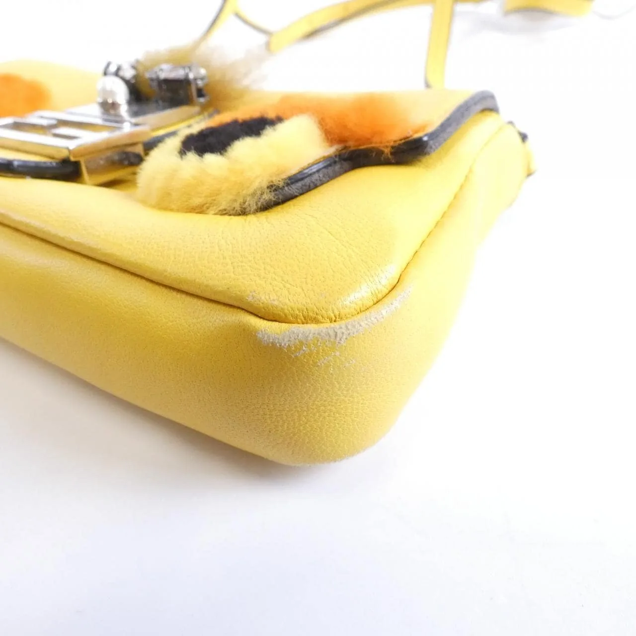 FENDI 8M0354 37H Handbag Lambskin Yellow Lambskin Rank B - Thumbnail 3