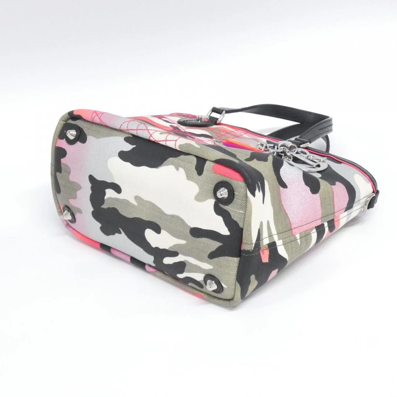 DIOR M0170PTPI Handbag Canvas 黑色 帆布 中古品A - 縮圖 3