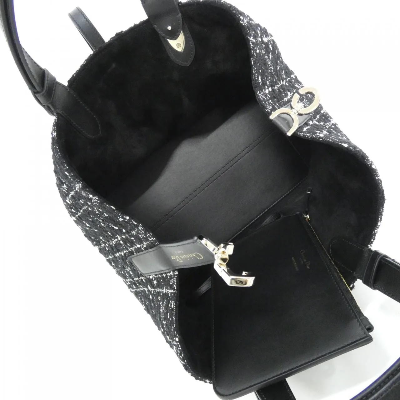 DIOR M28210TKV Handbag Tweed 黑色 粗花呢 - 縮圖 7
