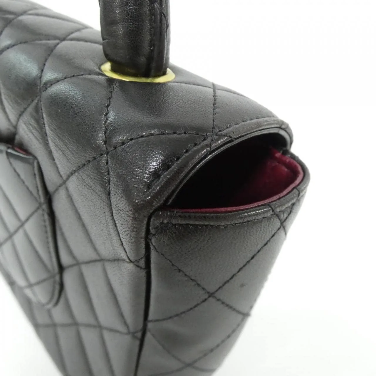 CHANEL Handbag Lambskin 黑色 羊皮 中古品B - 縮圖 4