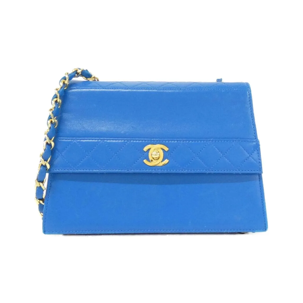 CHANEL Shoulder Lambskin Blue