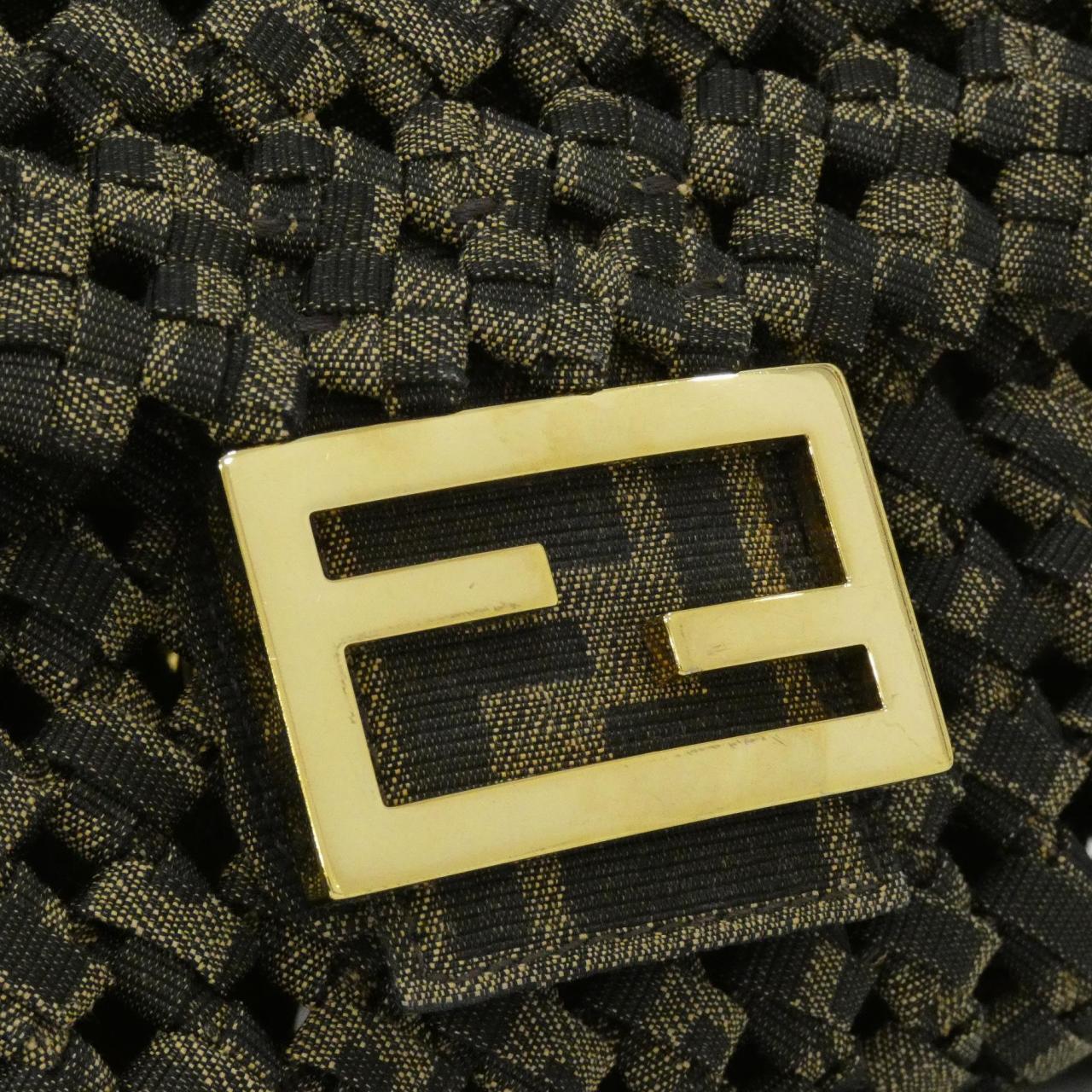 FENDI Baguette 8BR600 ABMR Shoulder Bag Cotton 黑色 Cotton 中古品A - 縮圖 4