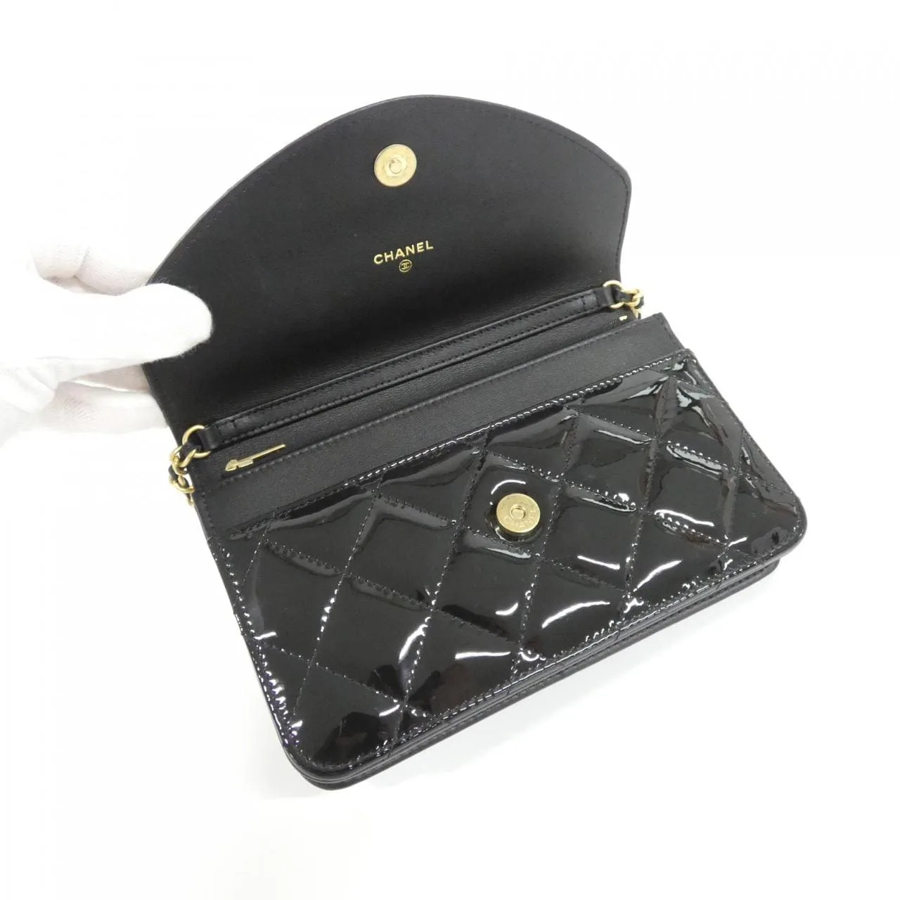 CHANEL AP4013 Wallet Patent Leather 黑色 漆皮 中古品A - 縮圖 7