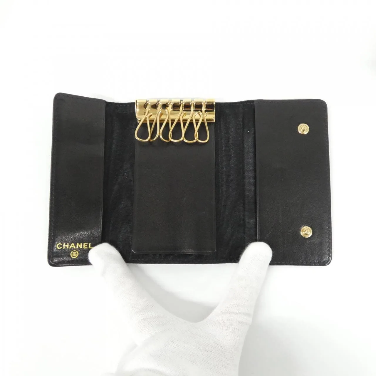 CHANEL 01439 Key Case Grained Calfskin 黑色 荔枝紋牛皮 中古品A - 縮圖 3