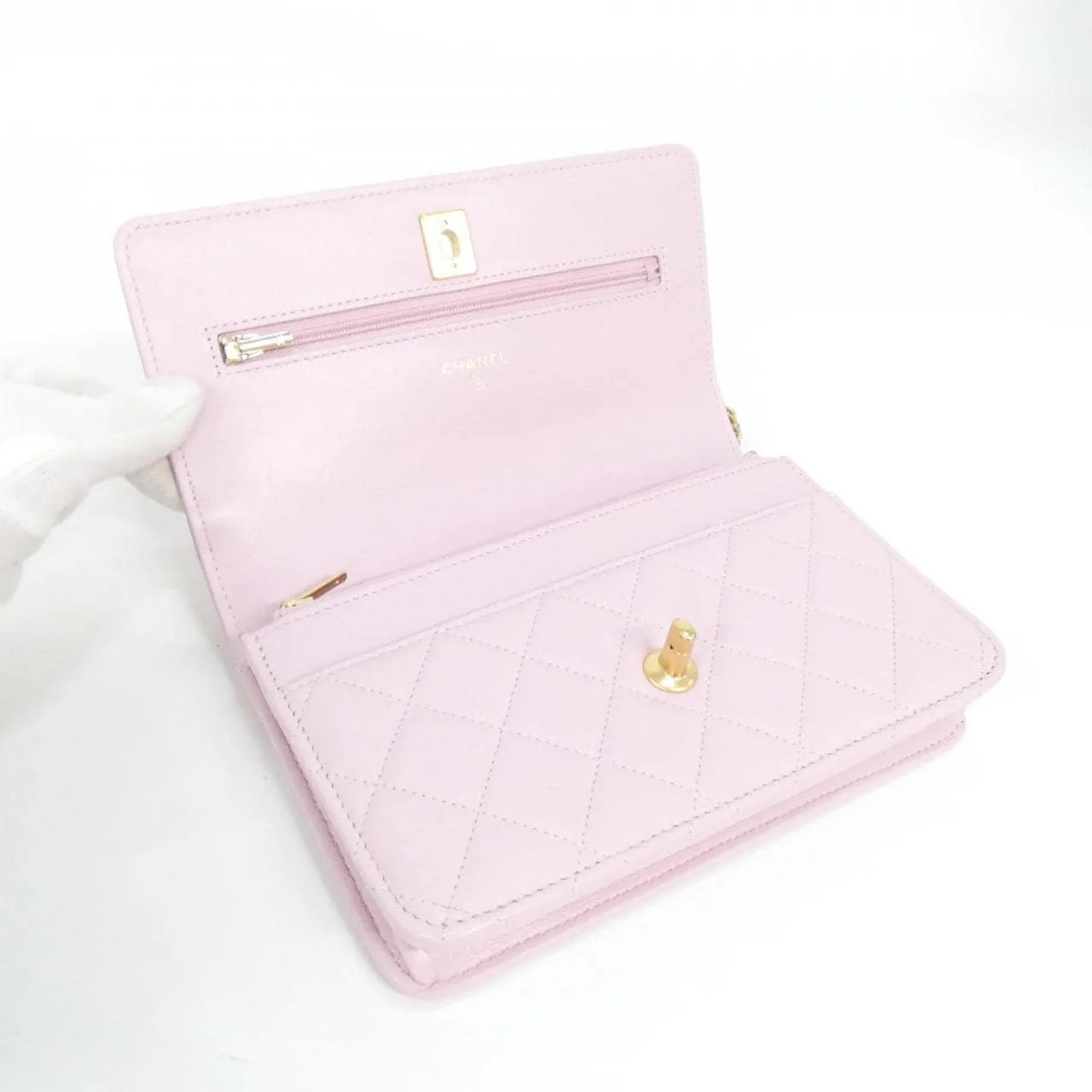 CHANEL AP4518 Wallet Lambskin 粉色 羊皮 中古品A - 縮圖 6