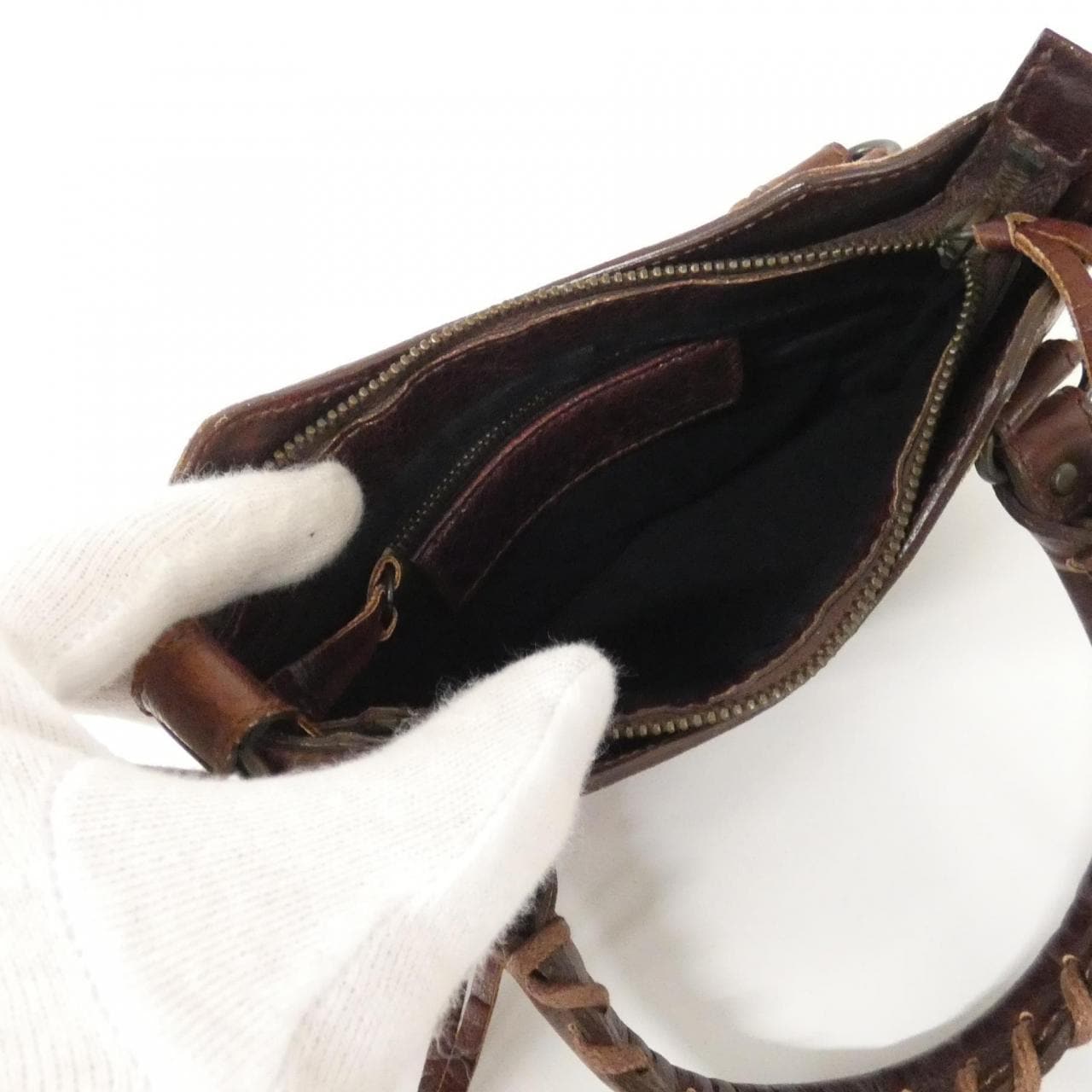 BALENCIAGA 132116 Bag Leather 棕色 皮革 中古品B - 縮圖 9