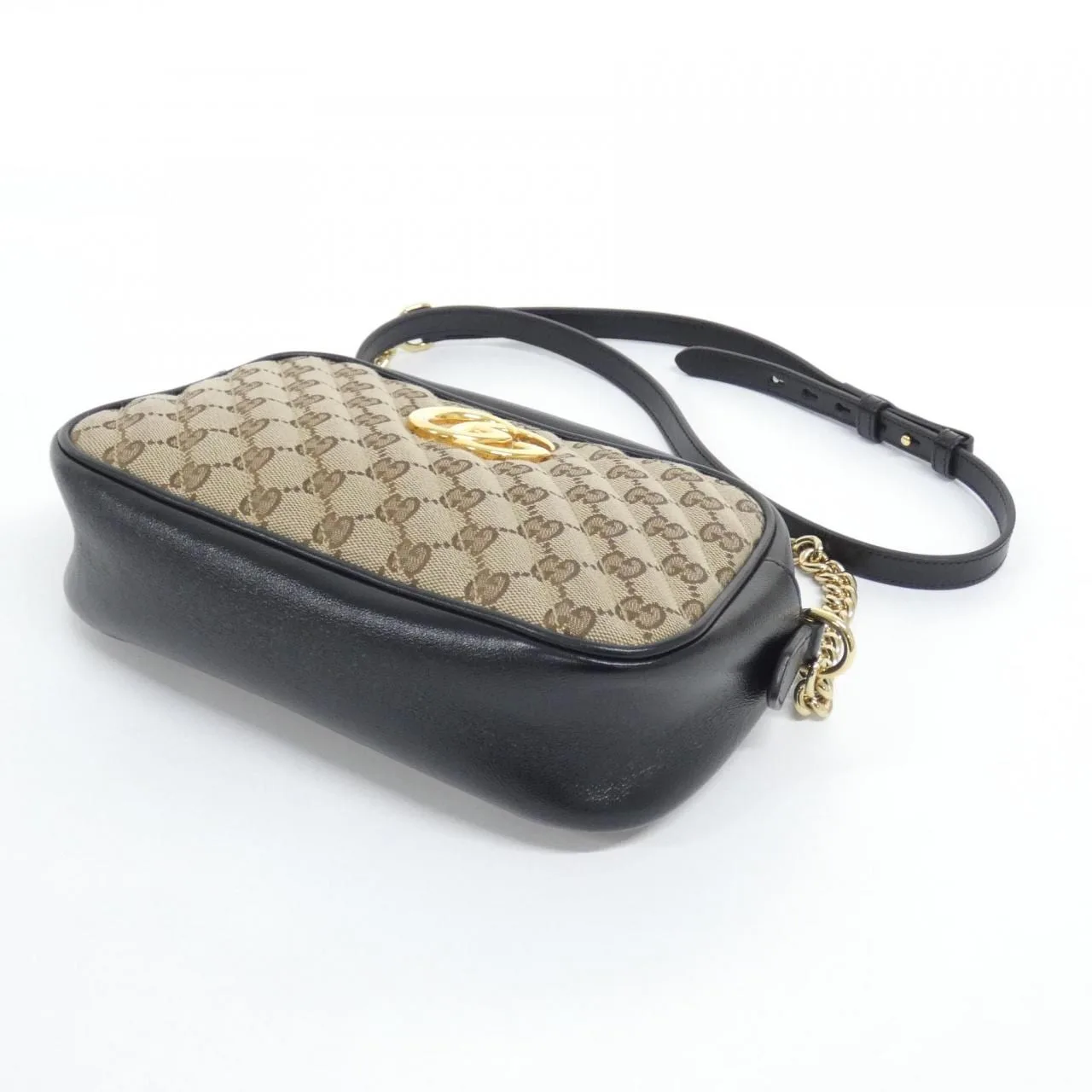 GUCCI Marmont 447632 HVKEG Shoulder Canvas 黑色 帆布 中古品A - 縮圖 3