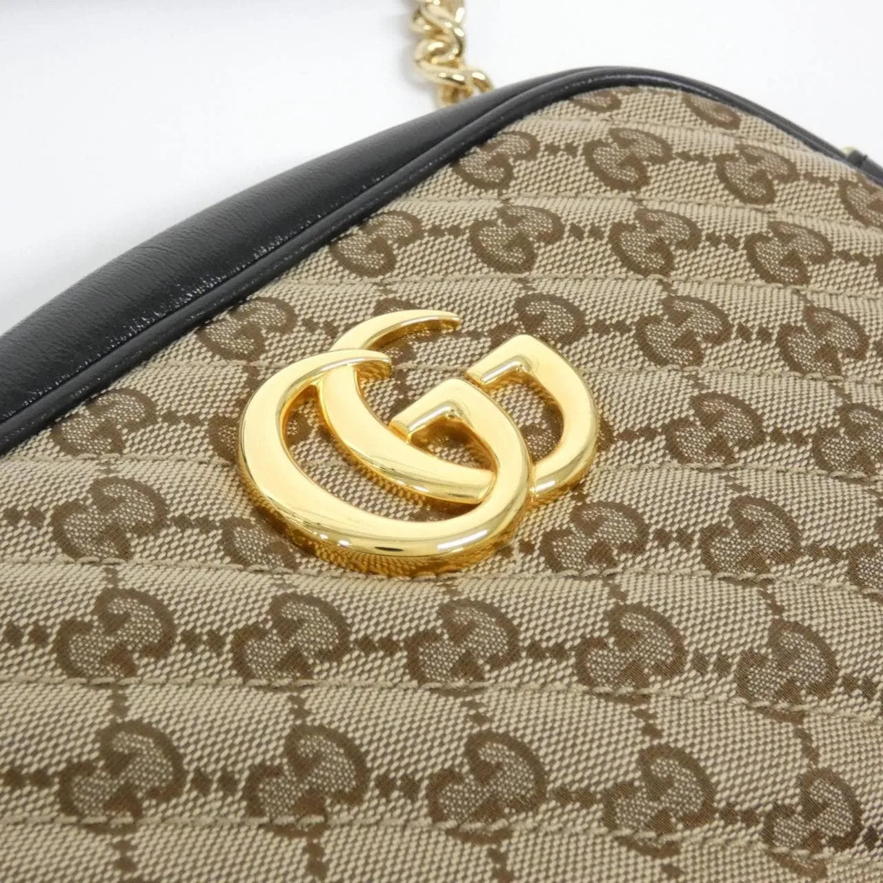 GUCCI Marmont 447632 HVKEG Shoulder Canvas 黑色 帆布 中古品A - 縮圖 5