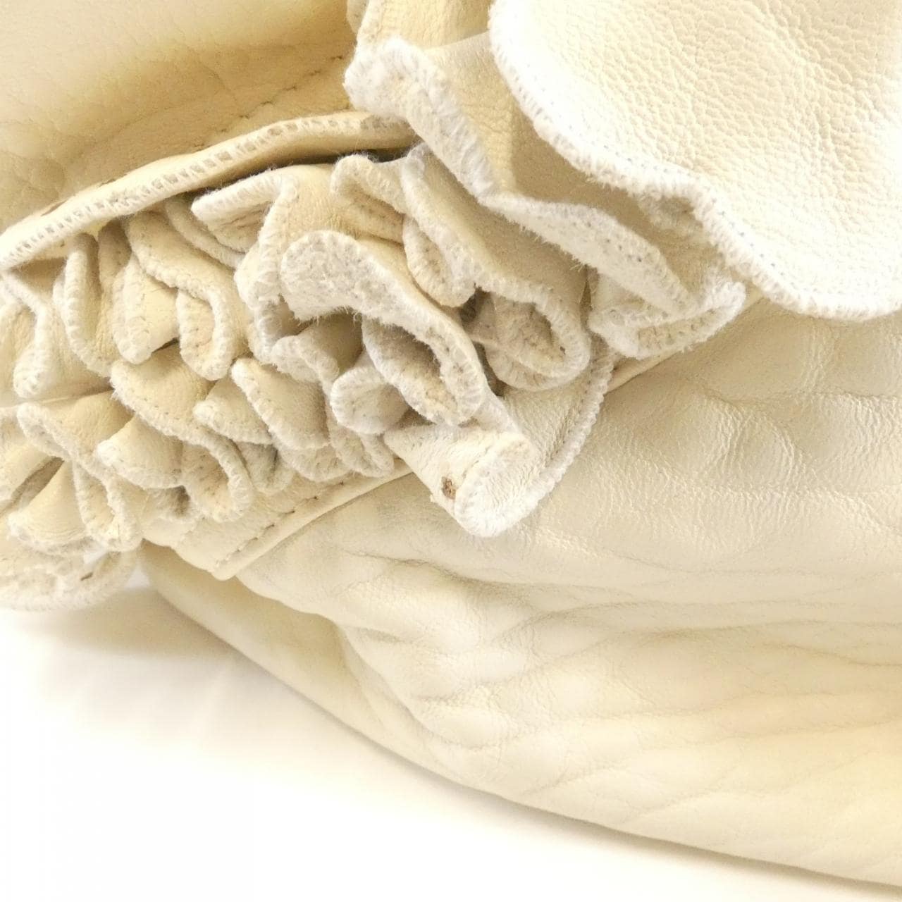 FENDI Baguette 8BR511 UN2 Handbag Leather White Leather - Thumbnail 4