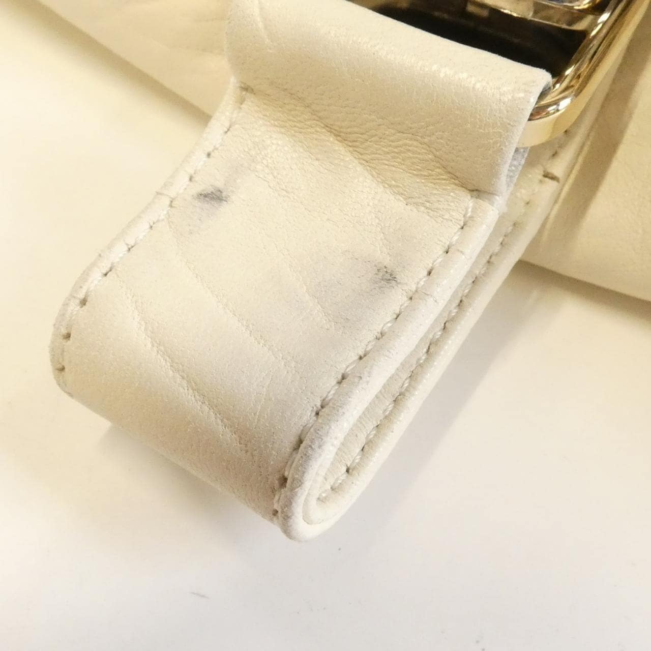 FENDI Baguette 8BR511 UN2 Handbag Leather White Leather - Thumbnail 6