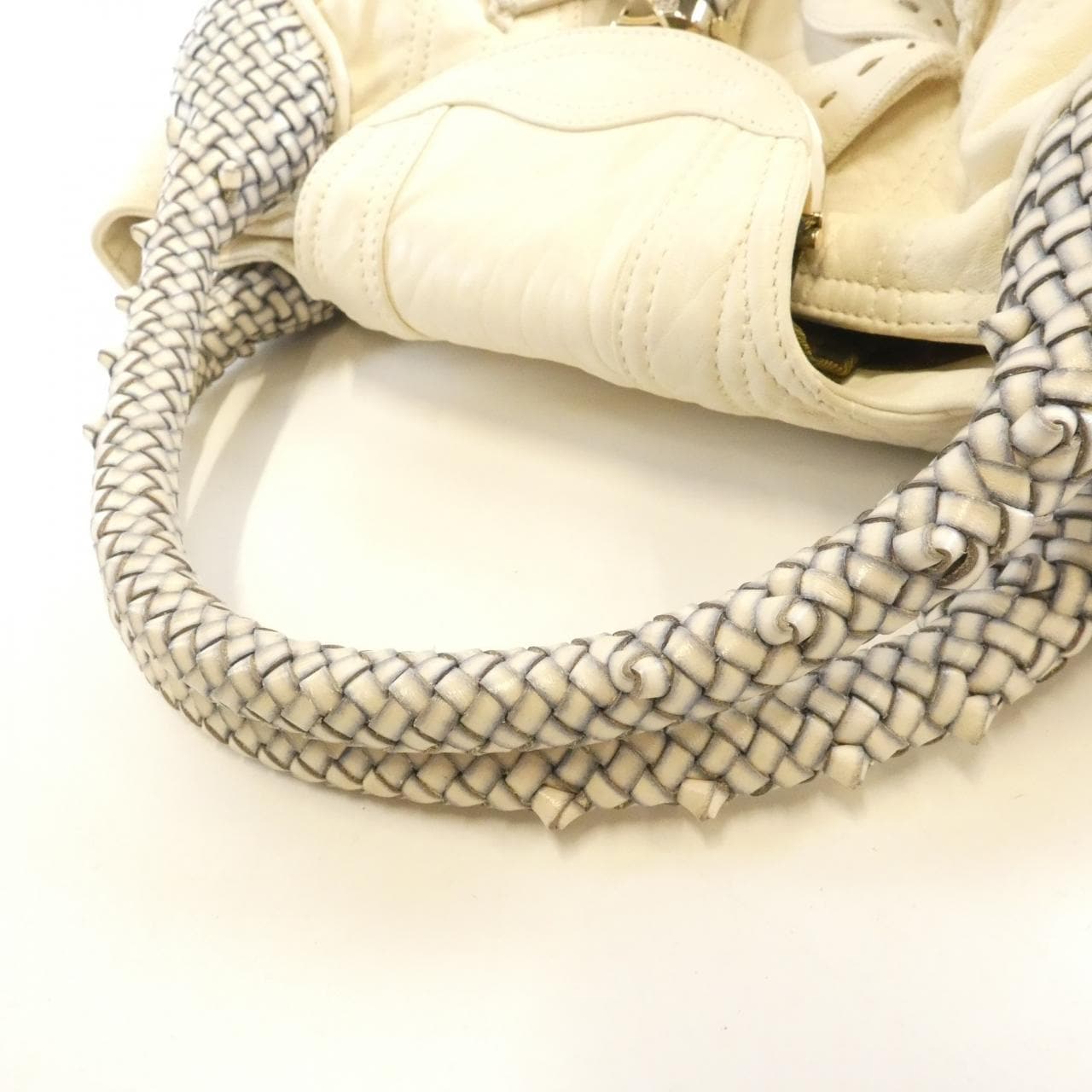 FENDI Baguette 8BR511 UN2 Handbag Leather White Leather - Thumbnail 7