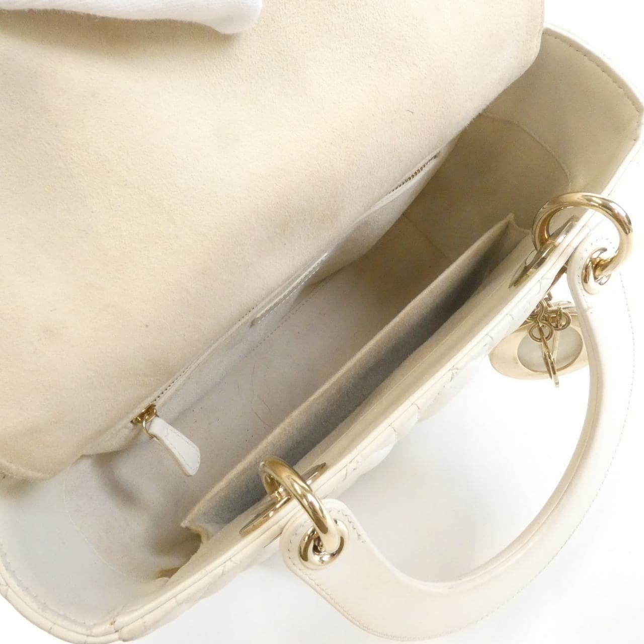 DIOR Handbag Lambskin White Lambskin - Thumbnail 9