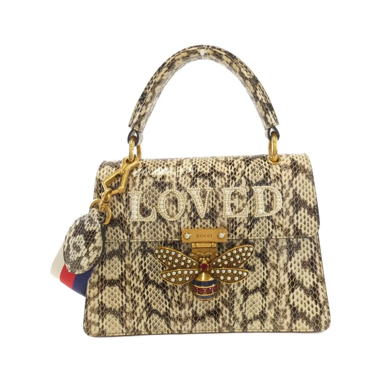 GUCCI 476541 Handbag Python Beige