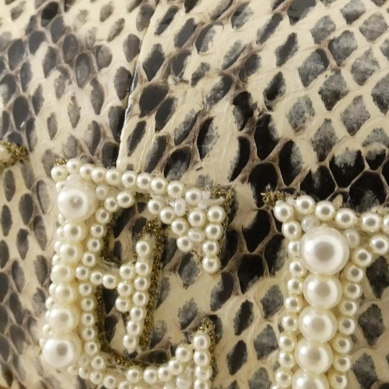 GUCCI 476541 Handbag Python 米色 蟒蛇皮 中古品A - 縮圖 5