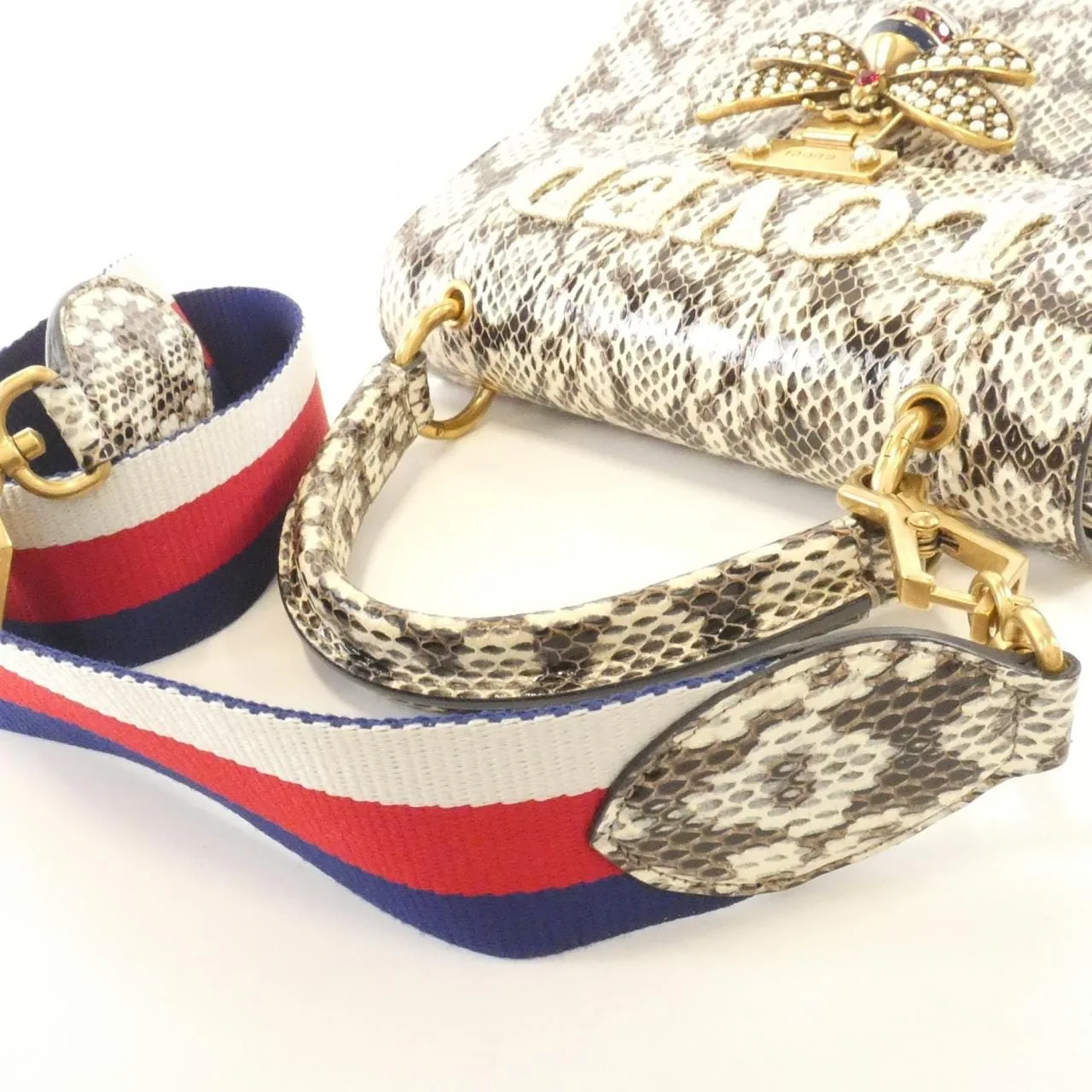 GUCCI 476541 Handbag Python 米色 蟒蛇皮 中古品A - 縮圖 7